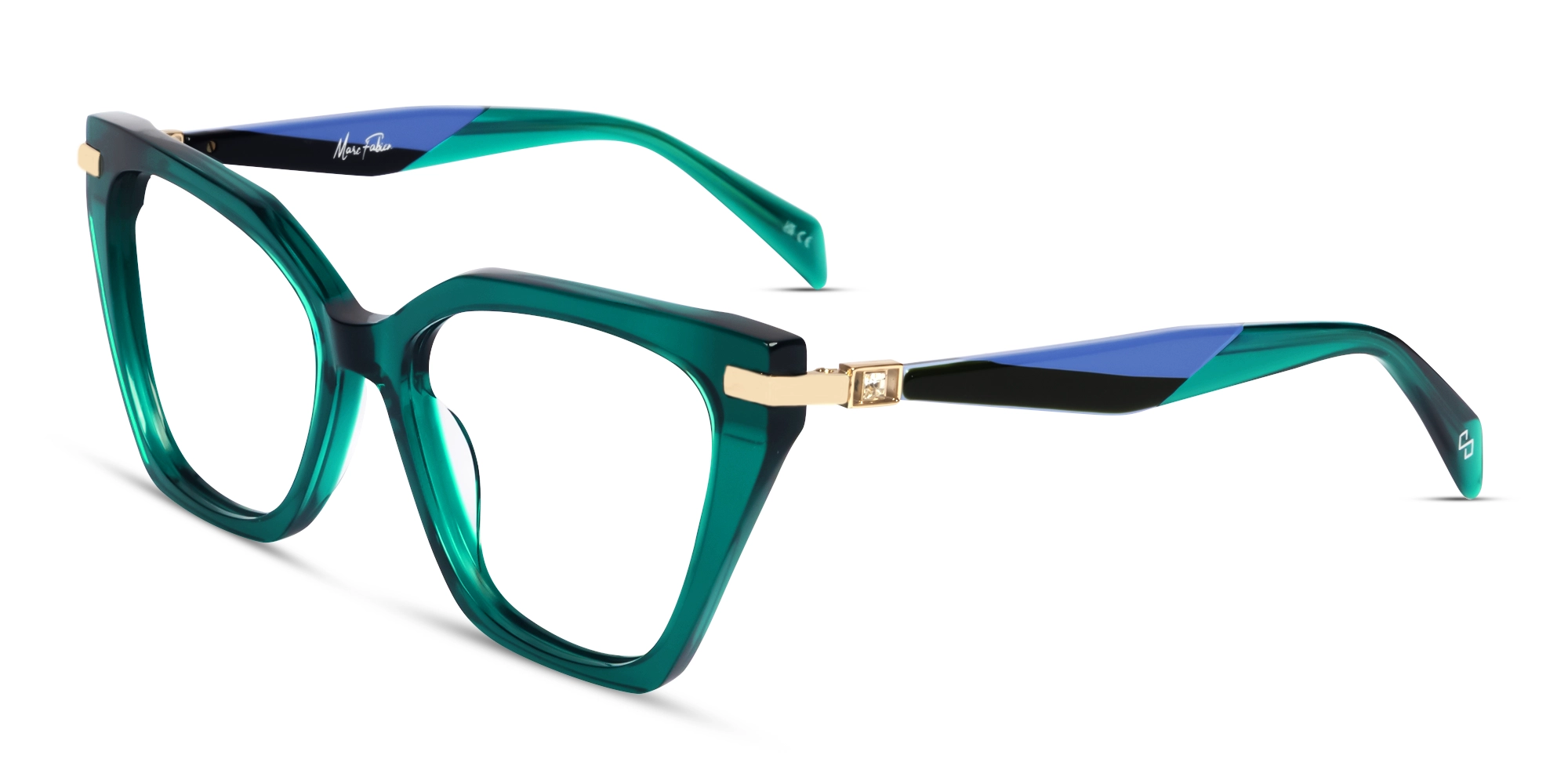 Large Crystal Teal Cat-eye Glasses-2