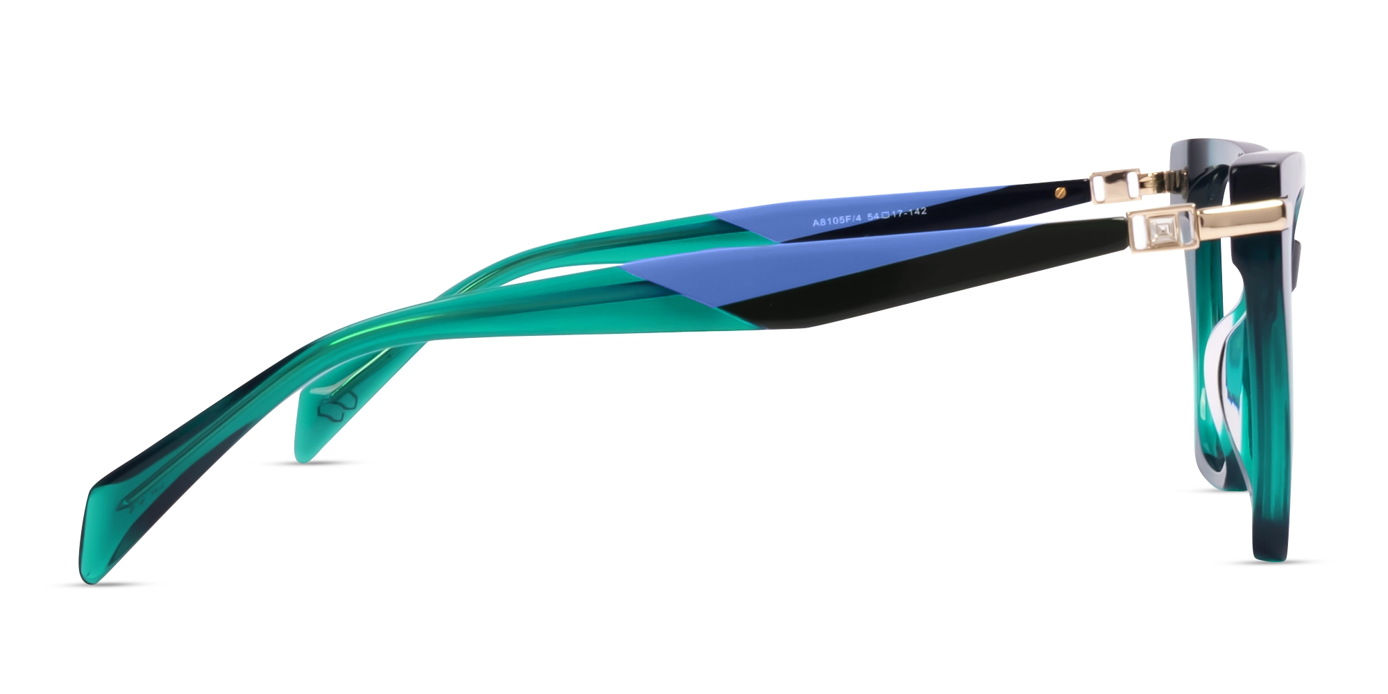 Large Crystal Teal Cat-eye Glasses-3