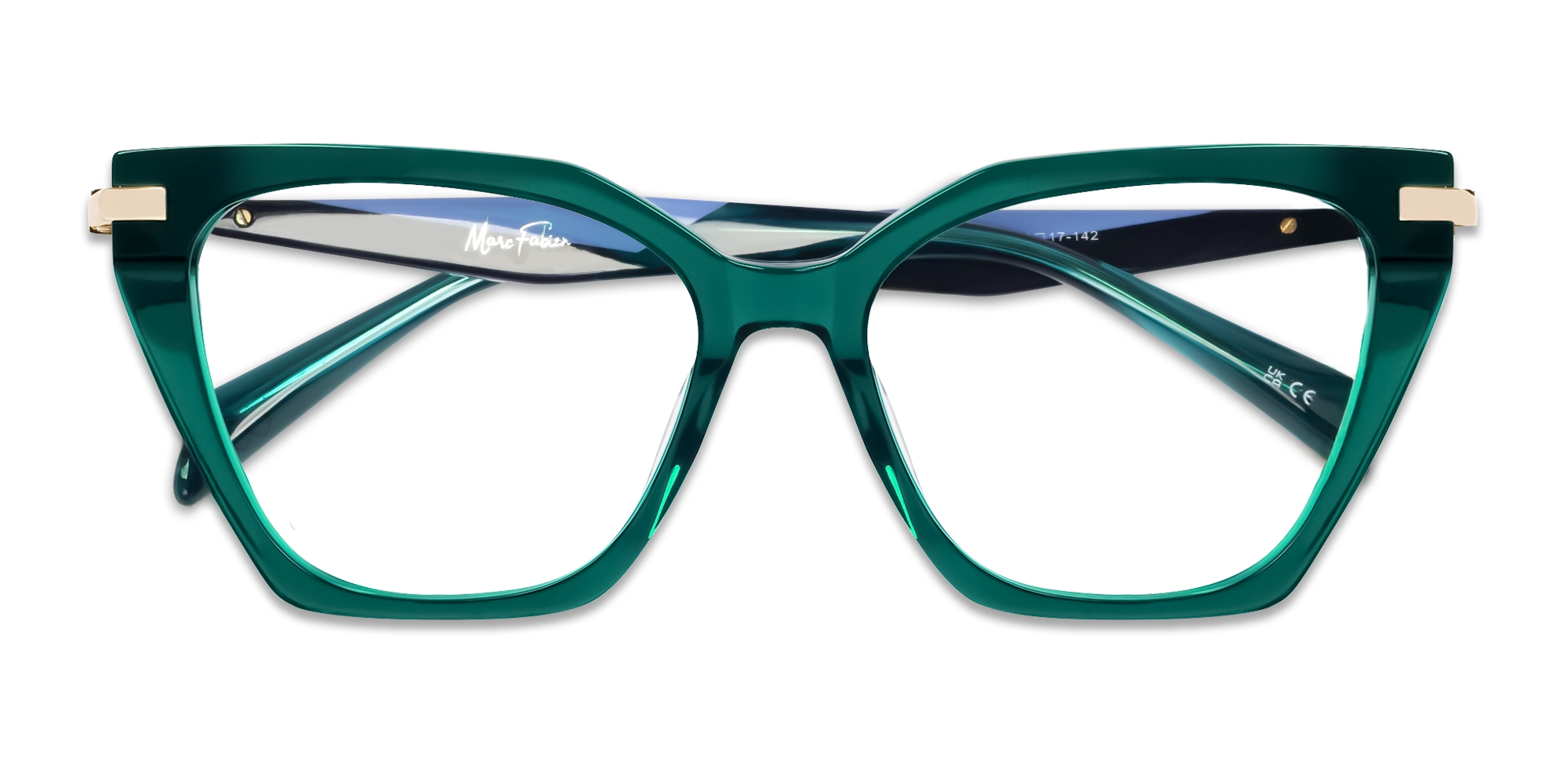 Large Crystal Teal Cat-eye Glasses-5