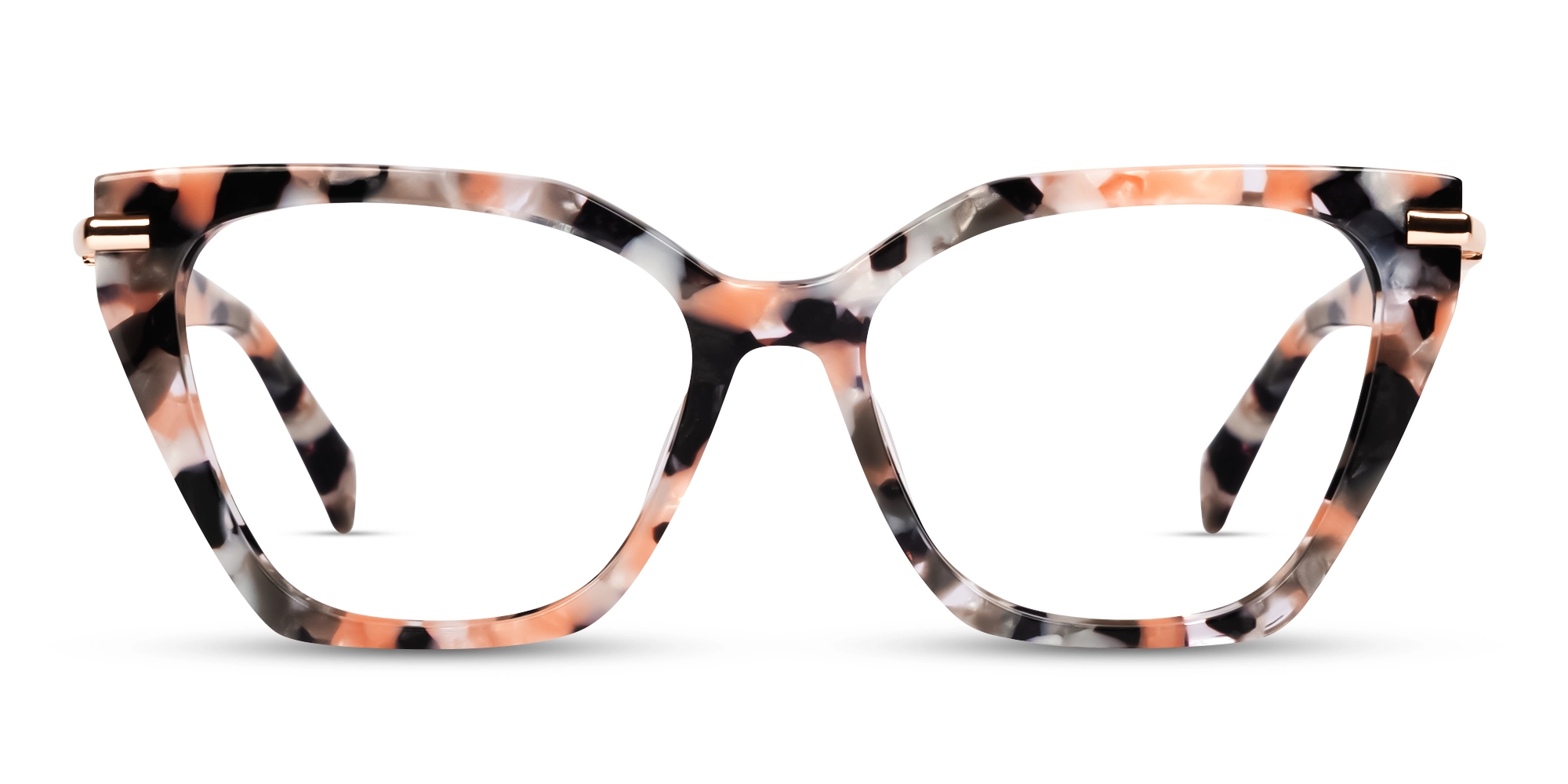 Peach Marble Clear Acetate Cat-eye Glasses-1 Peach Marble Clear Acetate Cat-eye Glasses-1