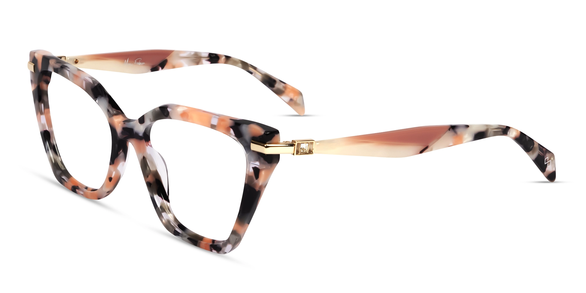 Peach Marble Clear Acetate Cat-eye Glasses-2