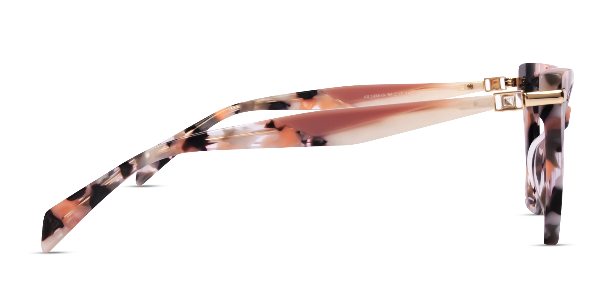 Peach Marble Clear Acetate Cat-eye Glasses-3