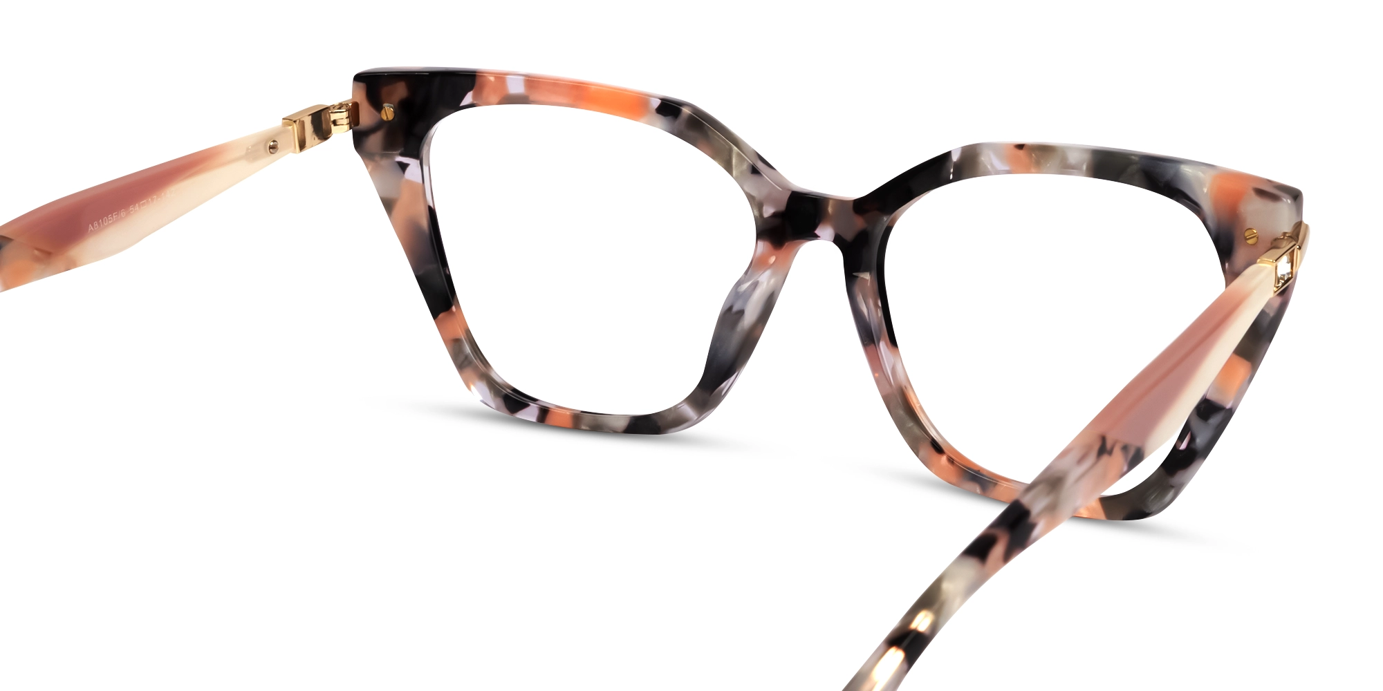 Peach Marble Clear Acetate Cat-eye Glasses-4