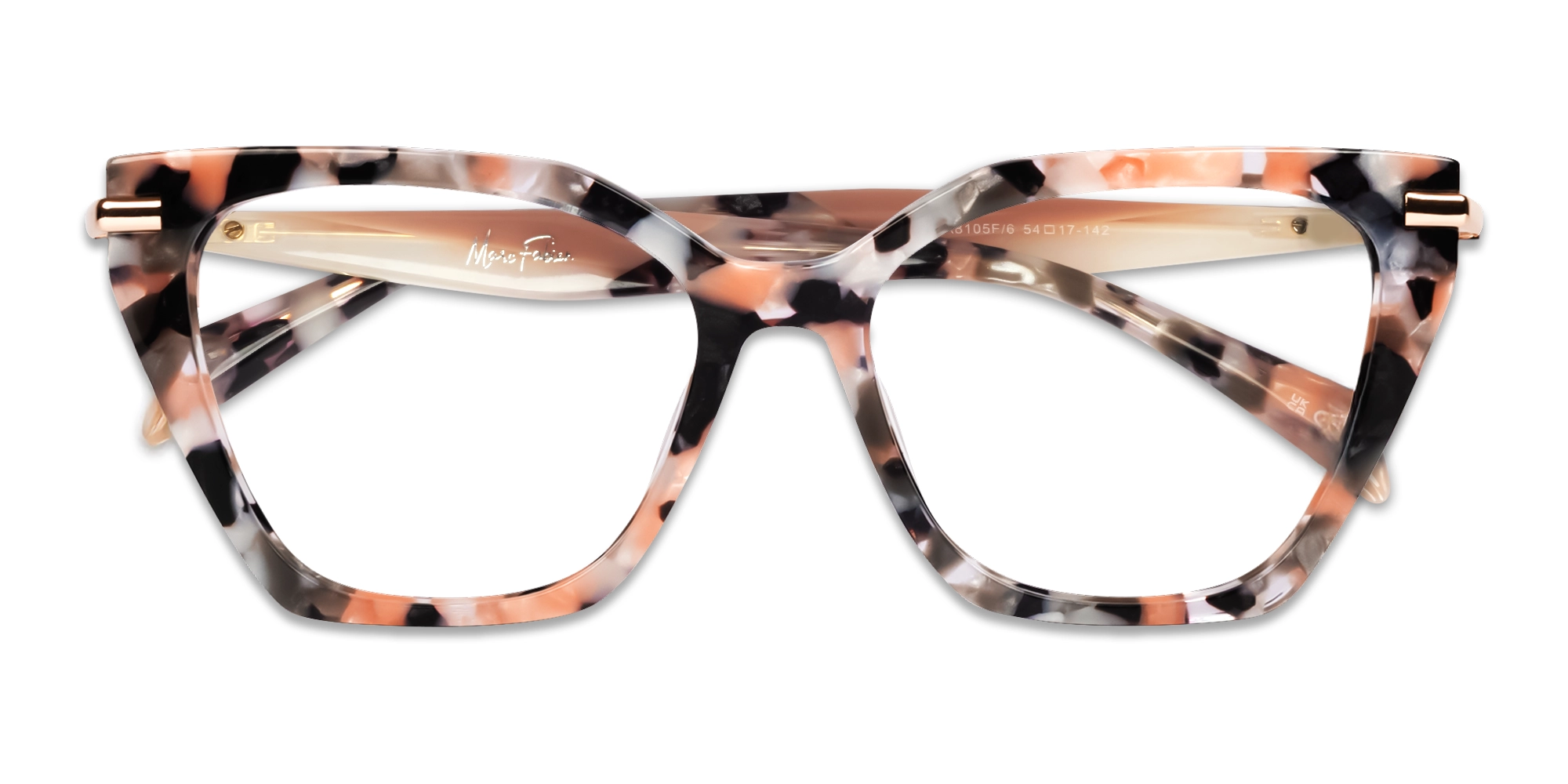 Peach Marble Clear Acetate Cat-eye Glasses-5