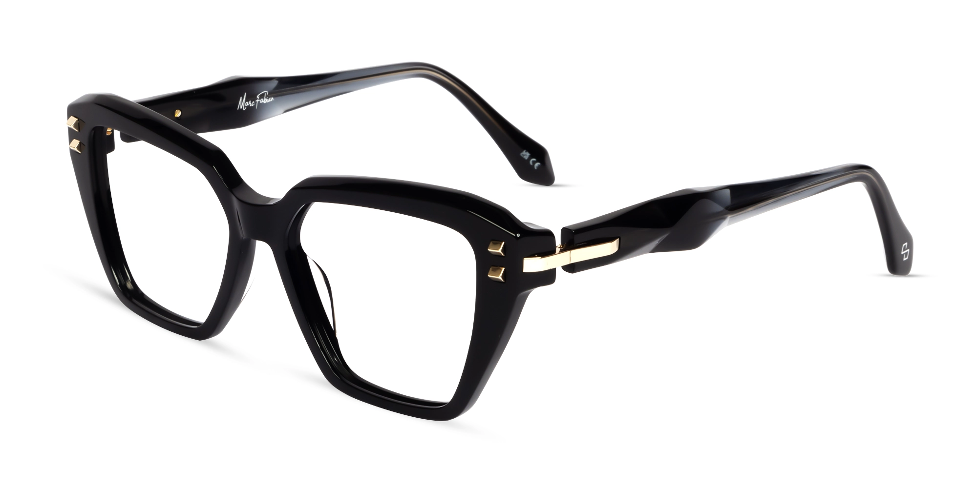 Black Cateye Geometric Fullrim Glasses-3