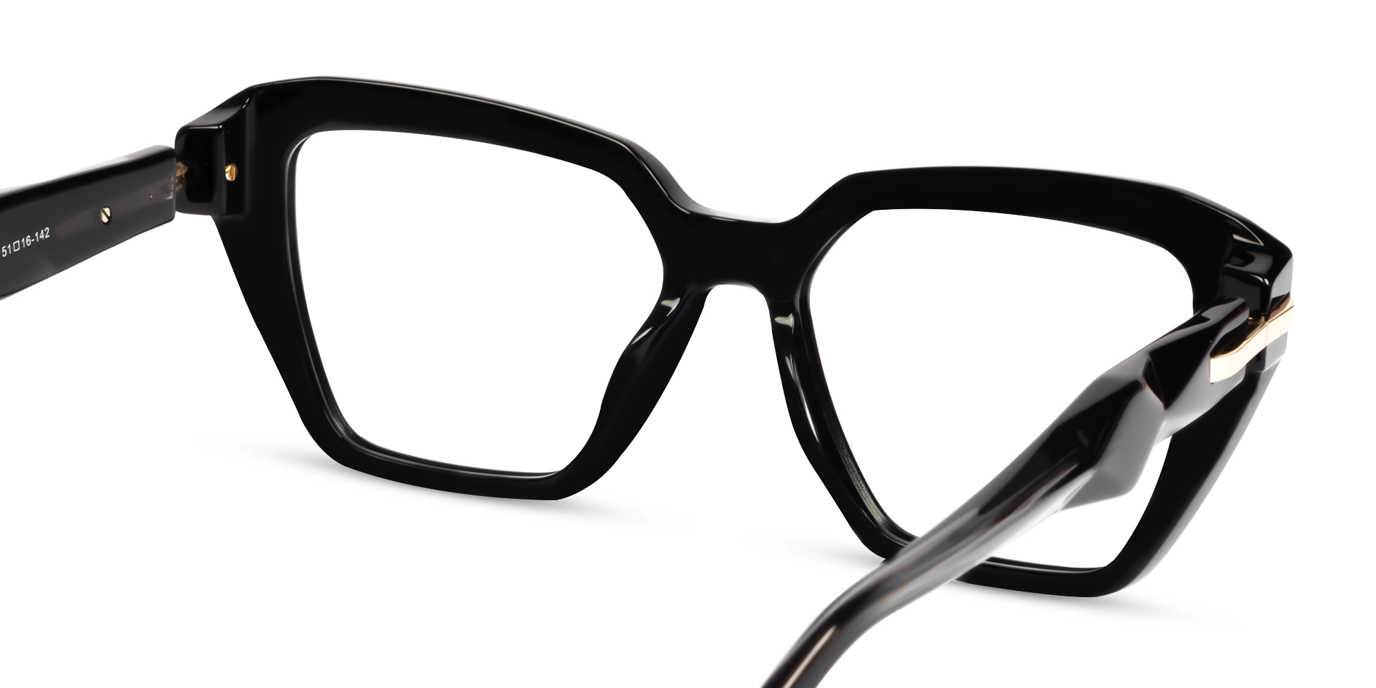 Black Cateye Geometric Fullrim Glasses-5