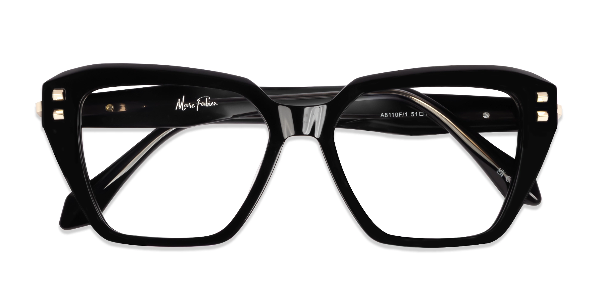 Black Cateye Geometric Fullrim Glasses-6