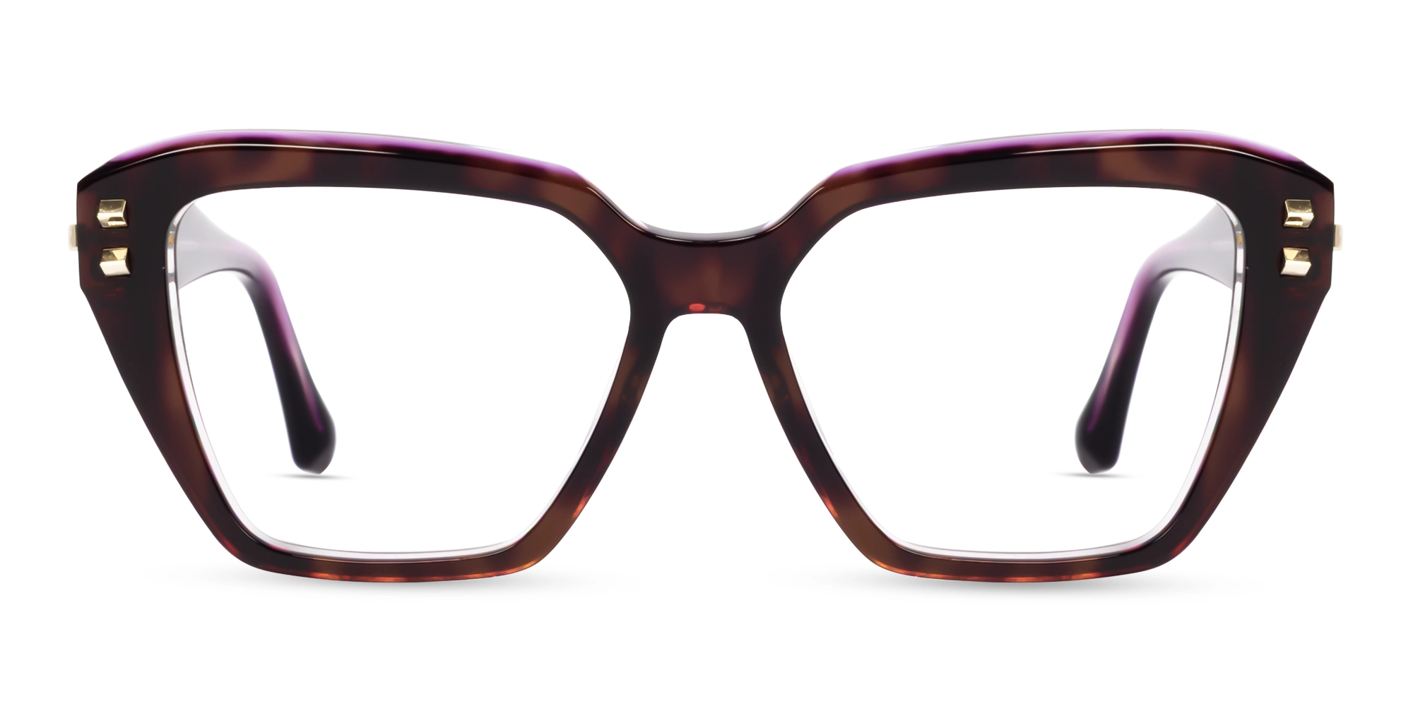 Purple Tortoise Cateye Geometric Glasses-1
