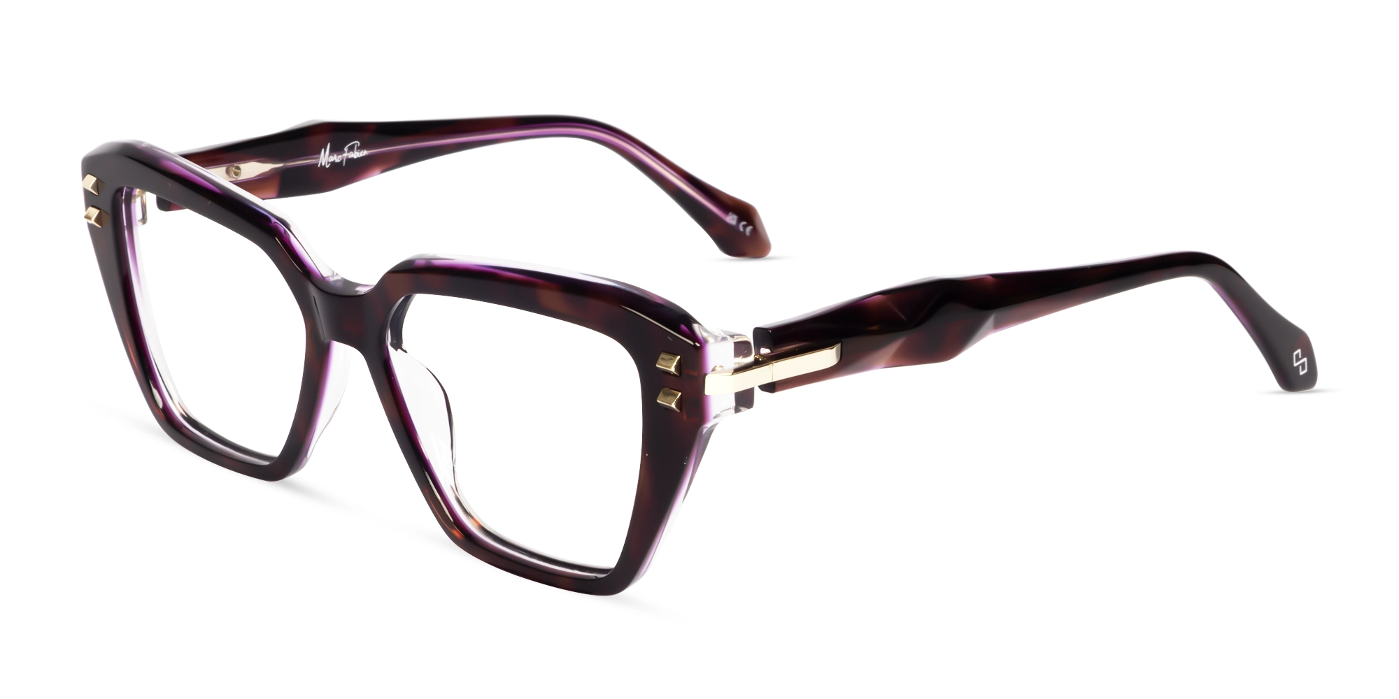Purple Tortoise Cateye Geometric Glasses-3