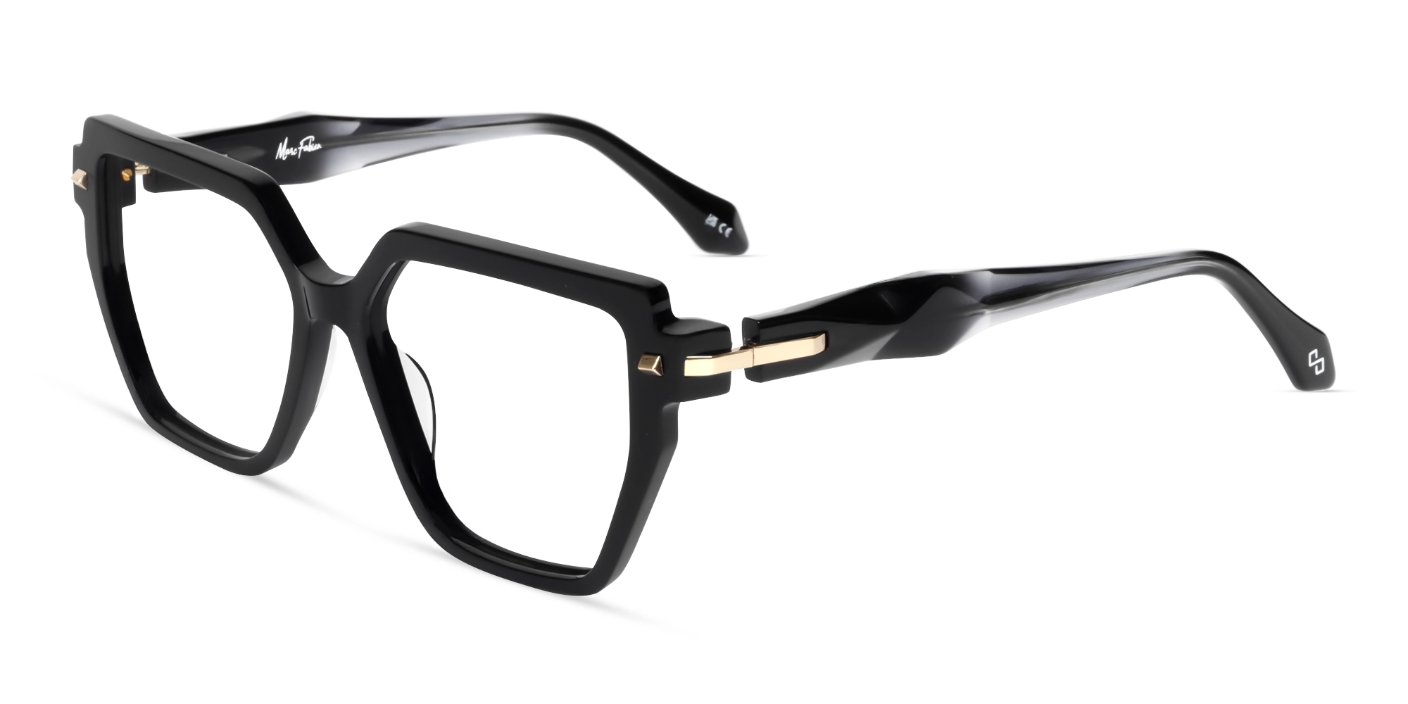 Geometric Black Large Full-rim Glasses-2