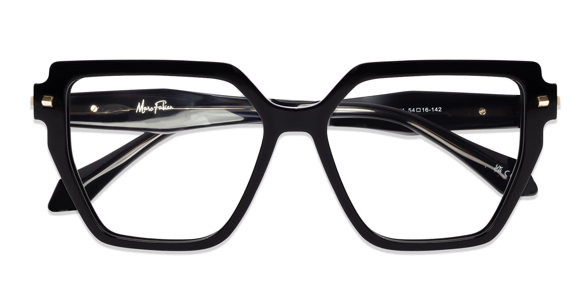 Geometric Black Large Full-rim Glasses-5