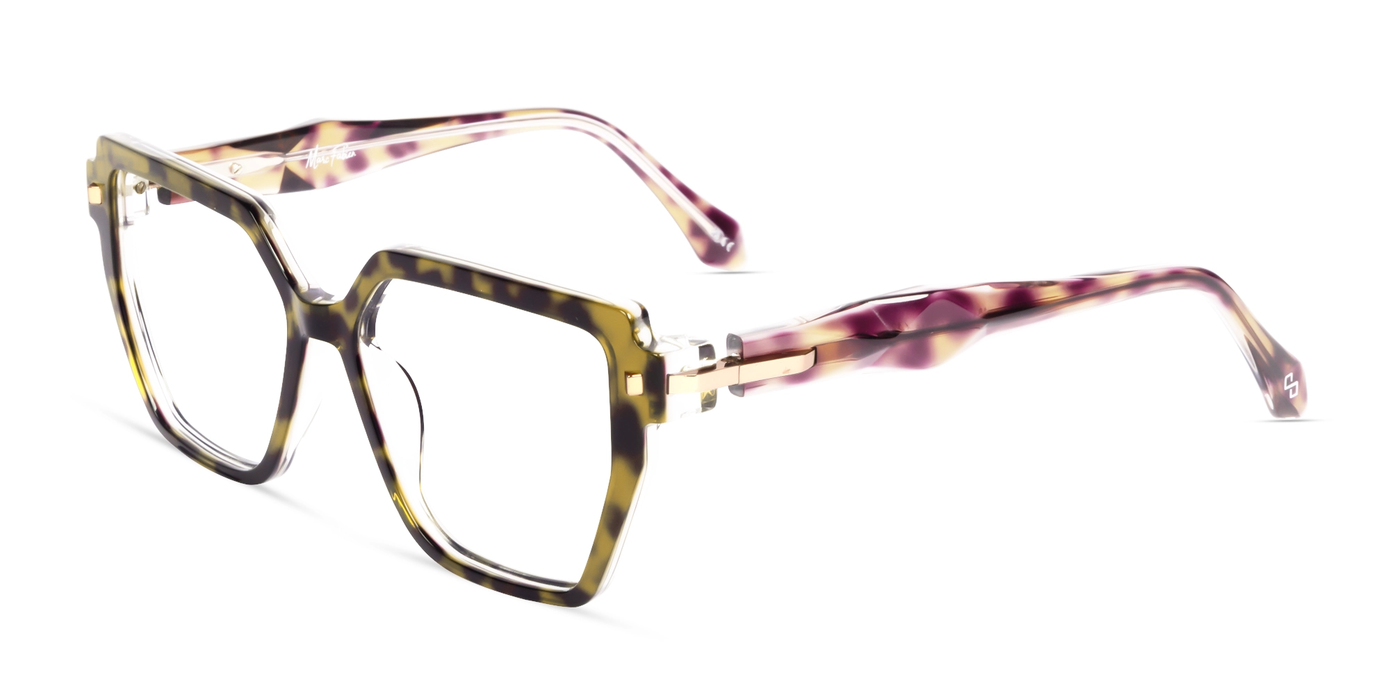 Large Geometric Leopard Prints Acetate Glasses-2
