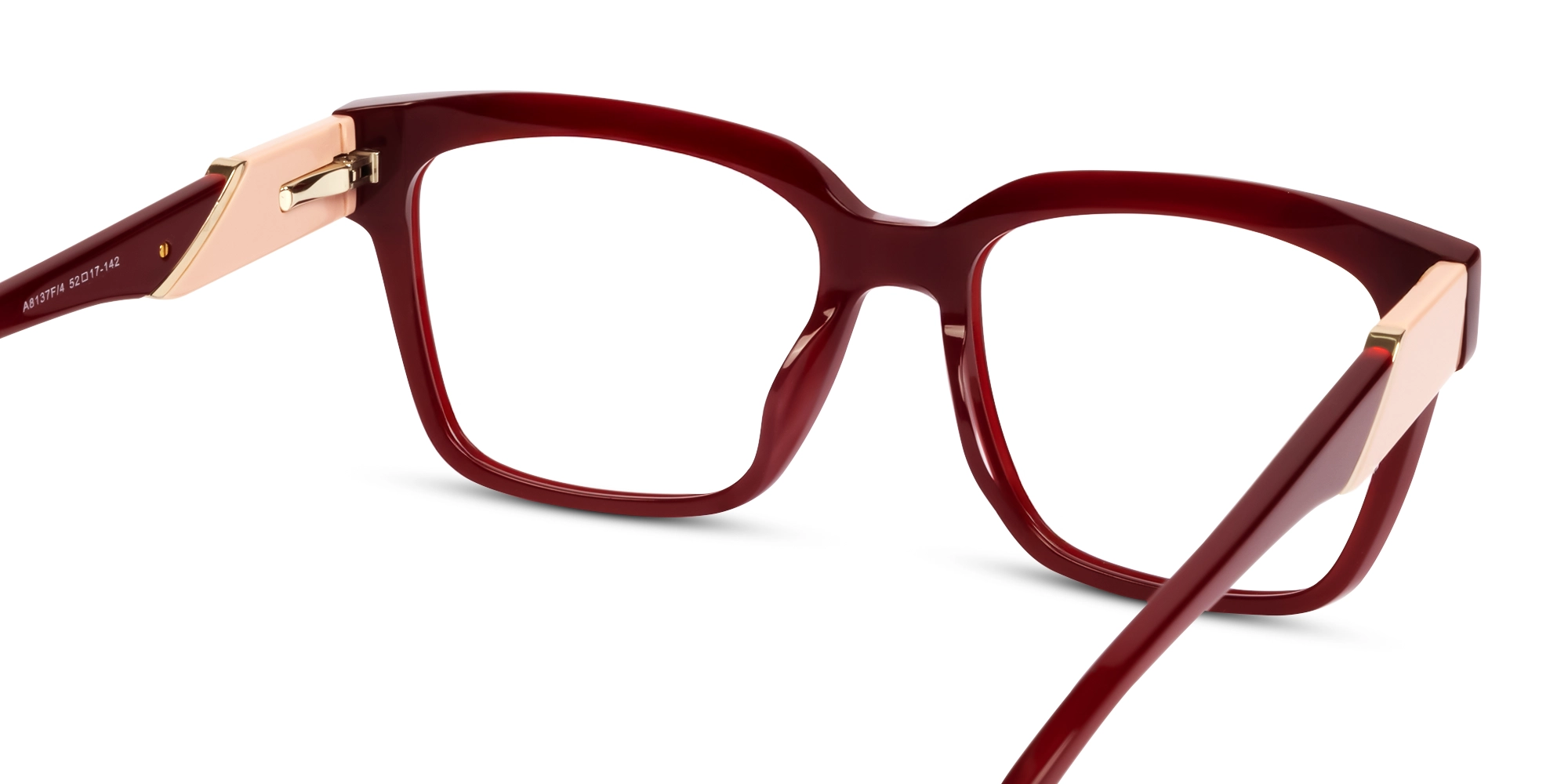 Dark Maroon Square Acetate Full-Rim Glasses-5