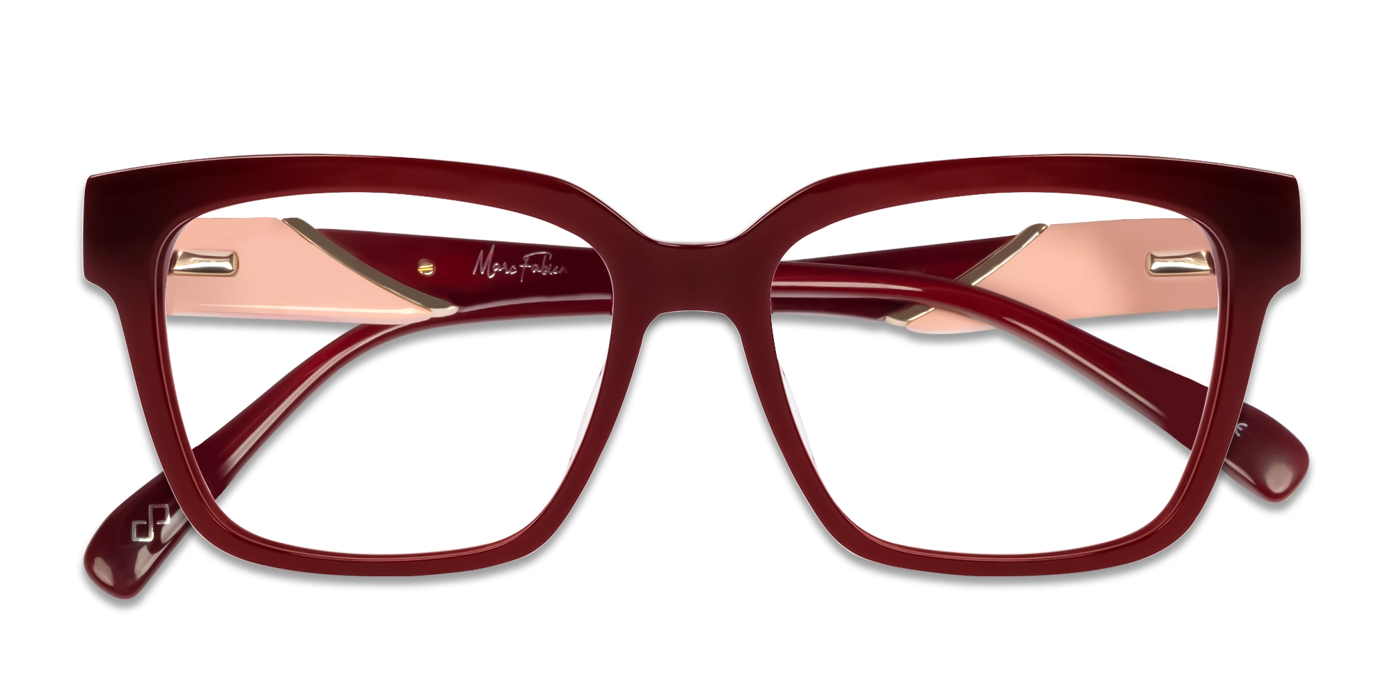 Dark Maroon Square Acetate Full-Rim Glasses-6