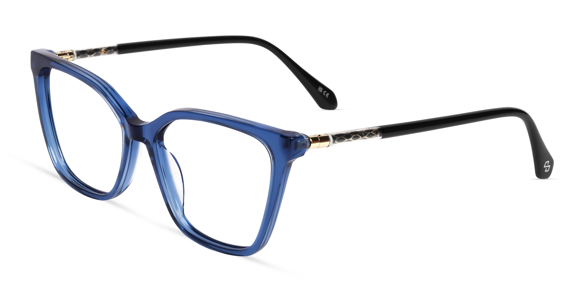 Crystal Denim Blue Full-Rim Glasses For Women-2