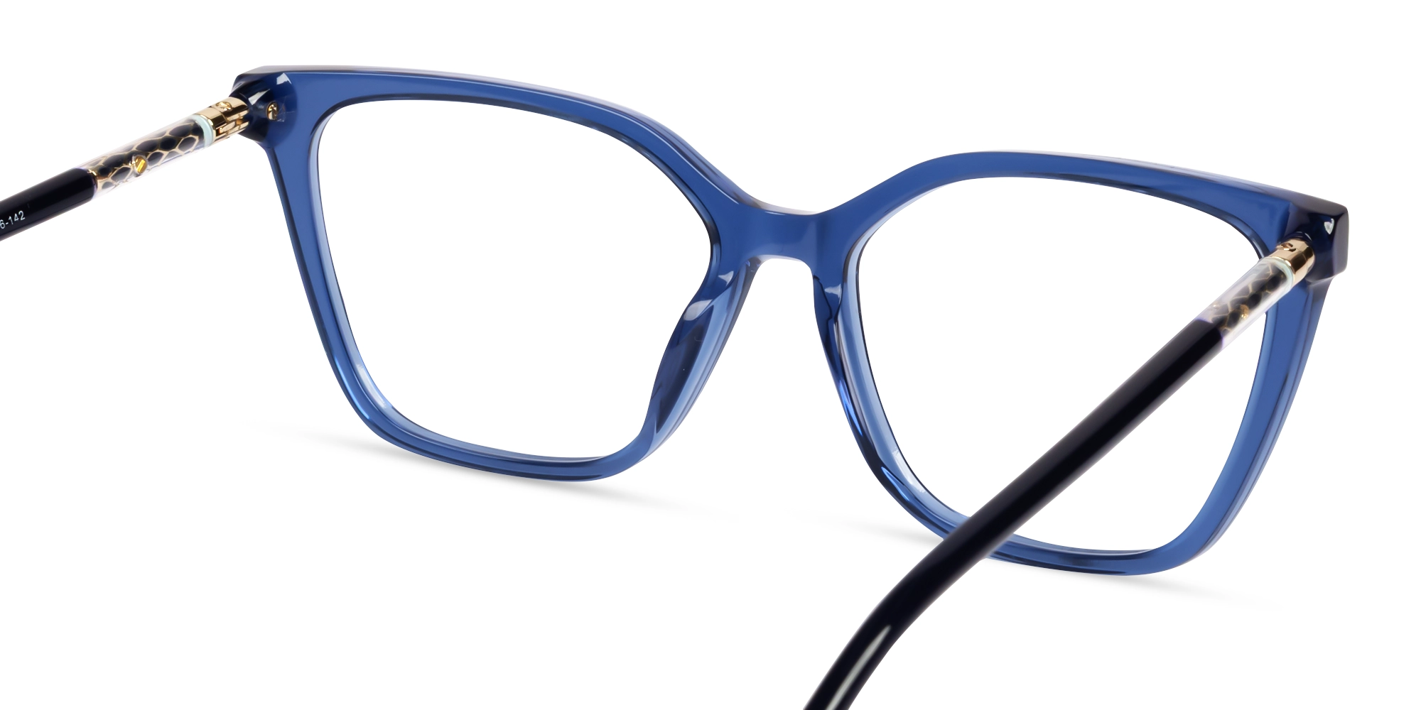 Crystal Denim Blue Full-Rim Glasses For Women-4
