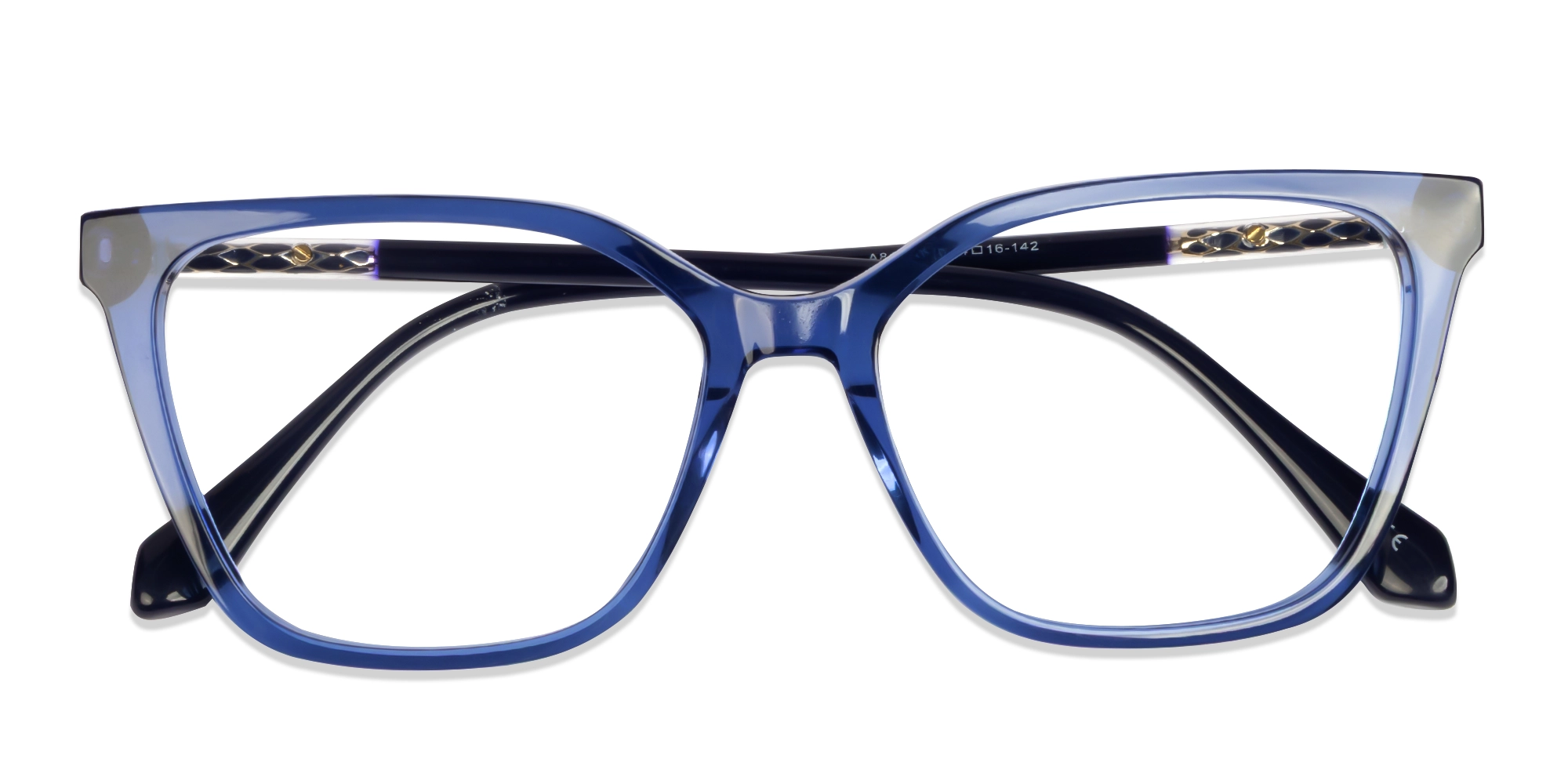 Crystal Denim Blue Full-Rim Glasses For Women-5