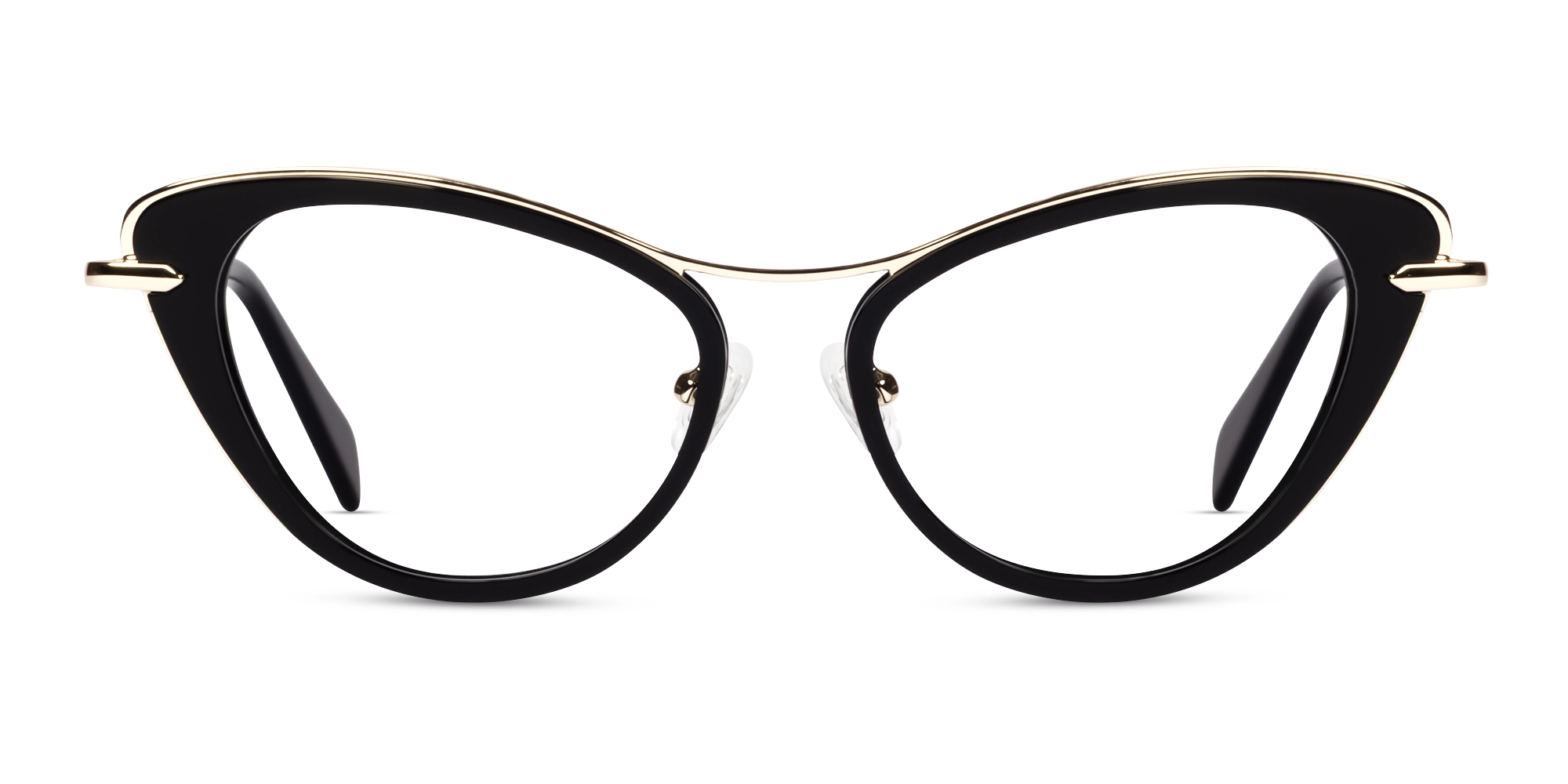 Black Cateye Mixed Material Glasses-1