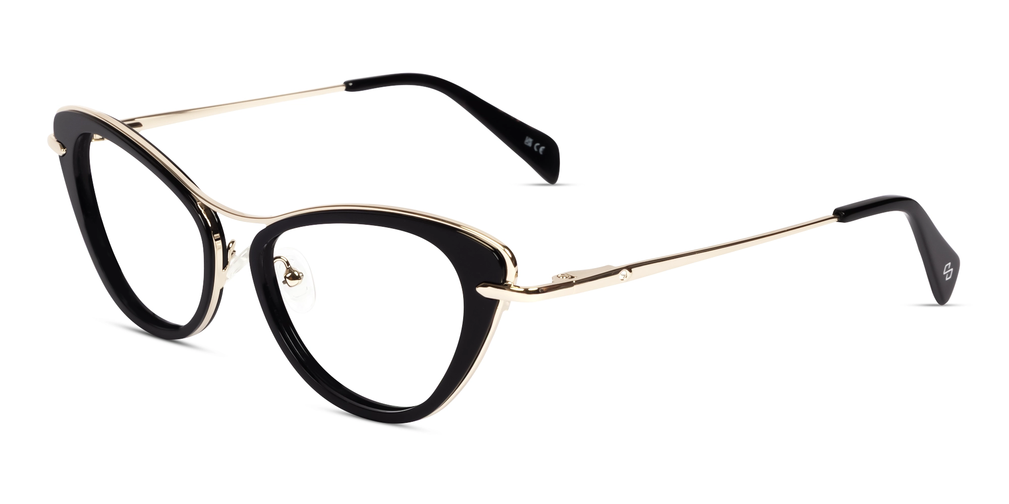 Black Cateye Mixed Material Glasses-3