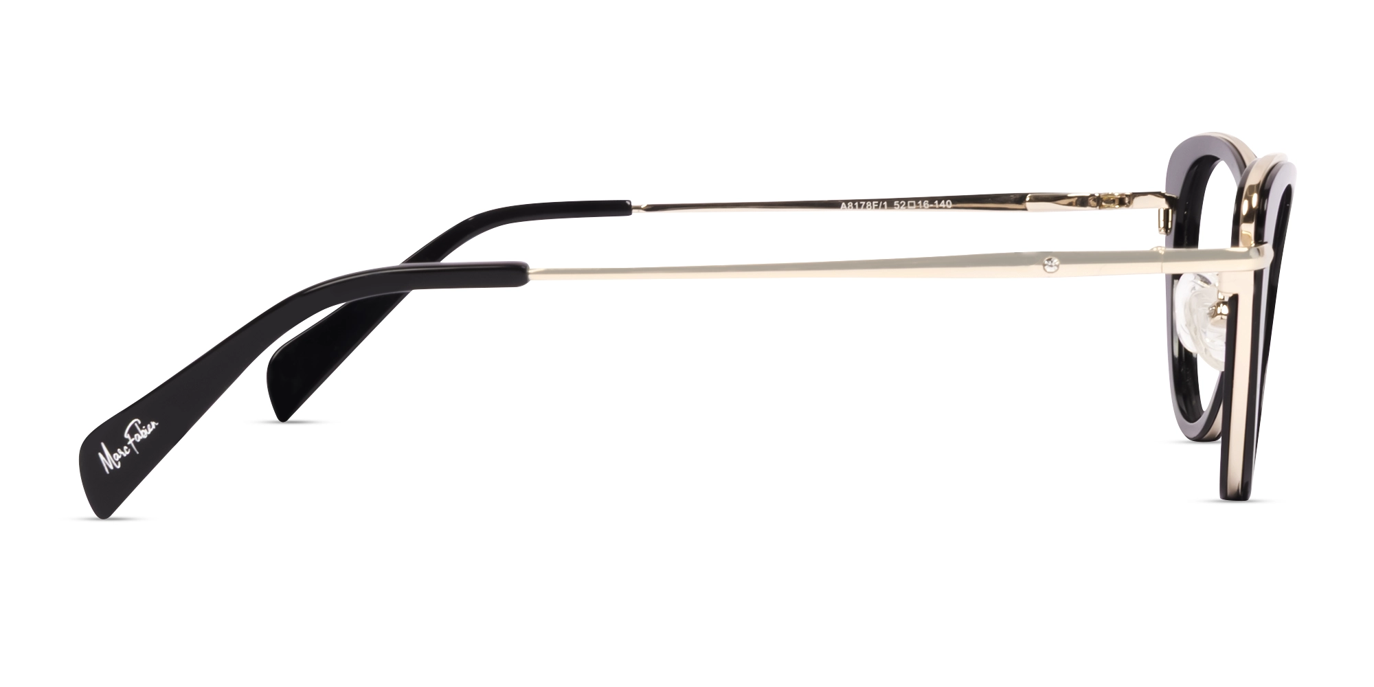 Black Cateye Mixed Material Glasses-4