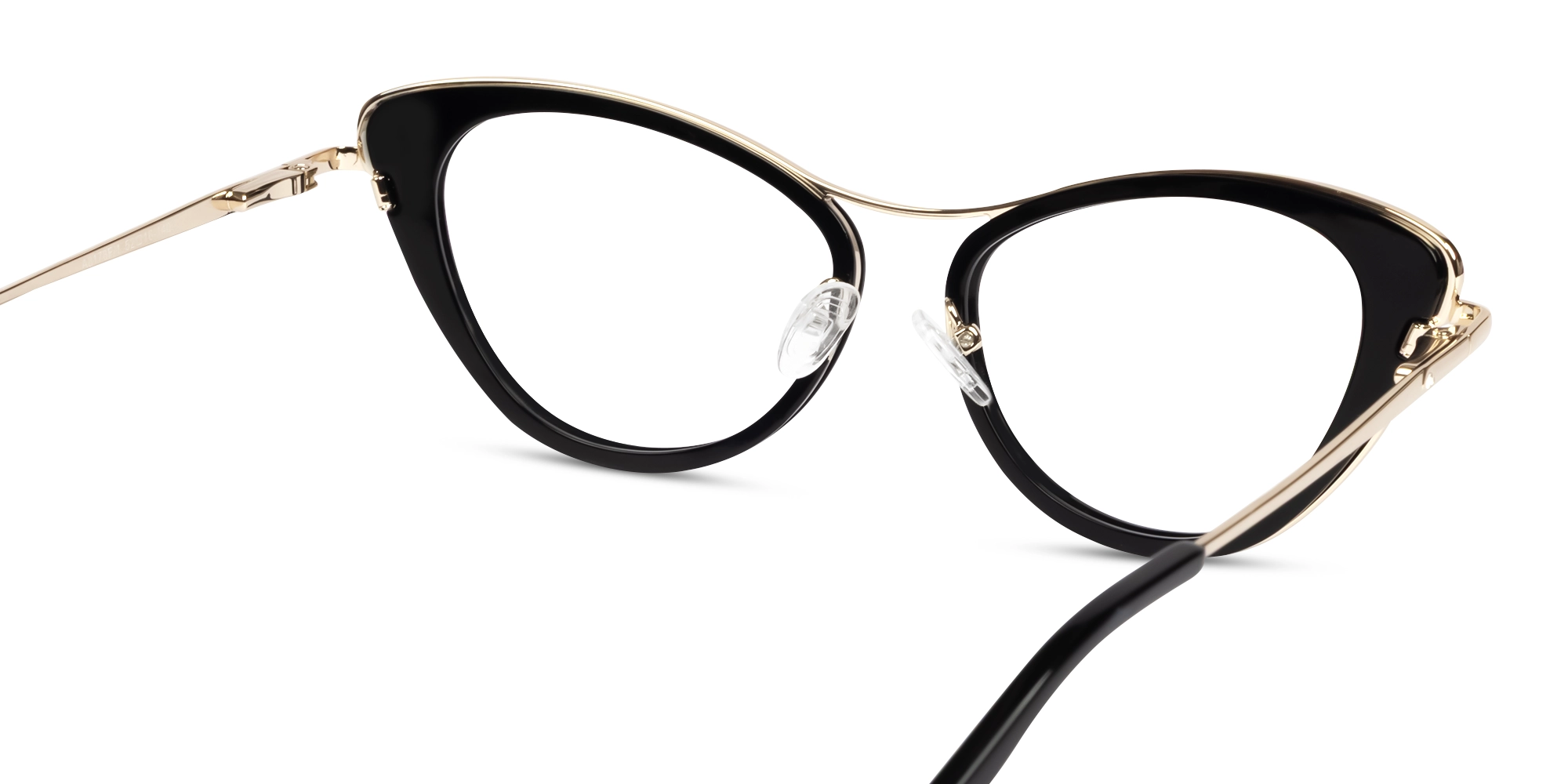 Black Cateye Mixed Material Glasses-5