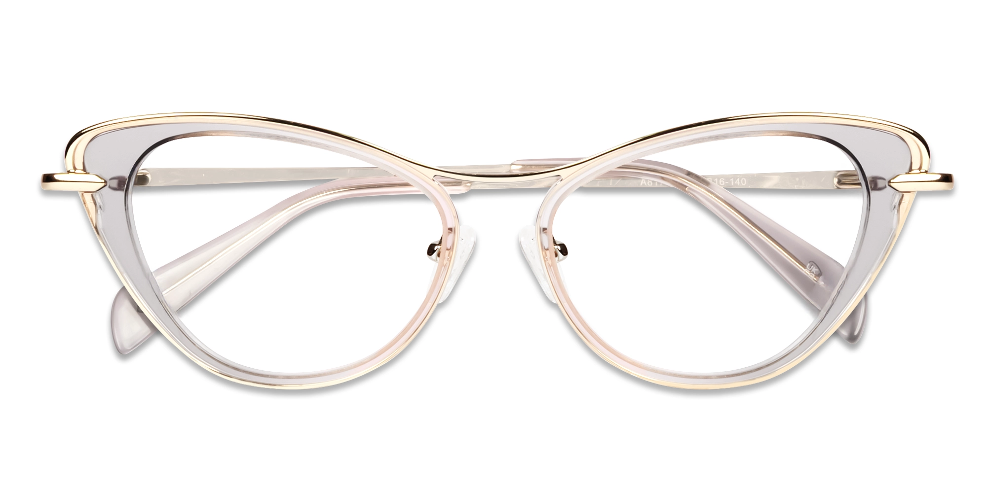 Crystal Dusty Rose Fullrim Cateye Glasses-6