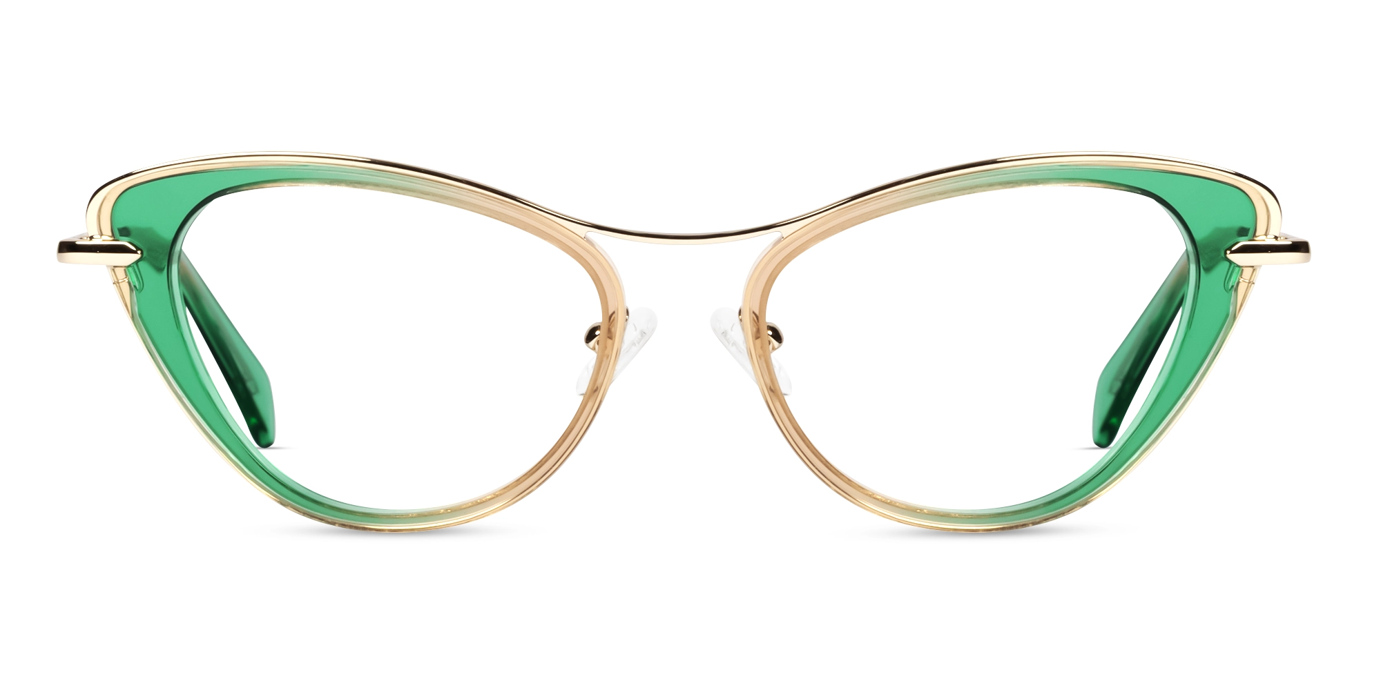 Crystal Green Ombre Fullrim Cateye Glasses-1