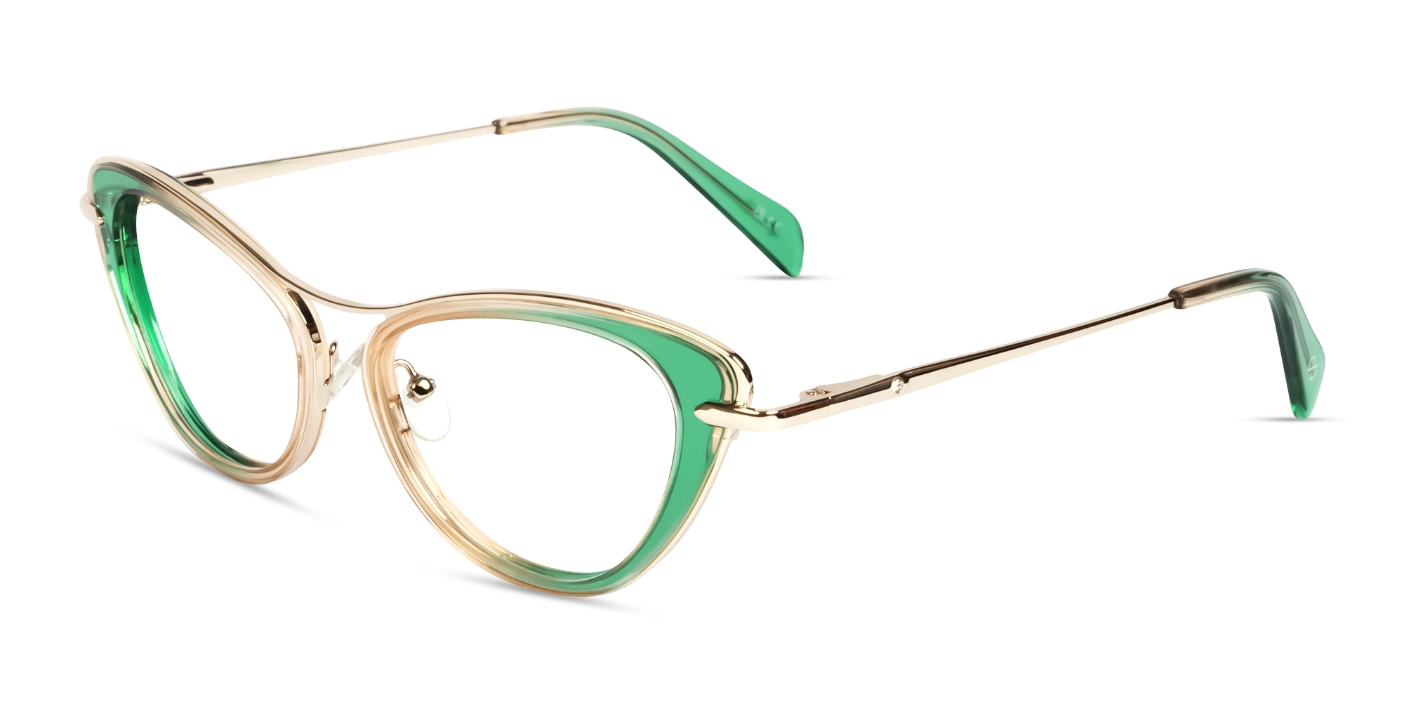 Crystal Green Ombre Fullrim Cateye Glasses-3