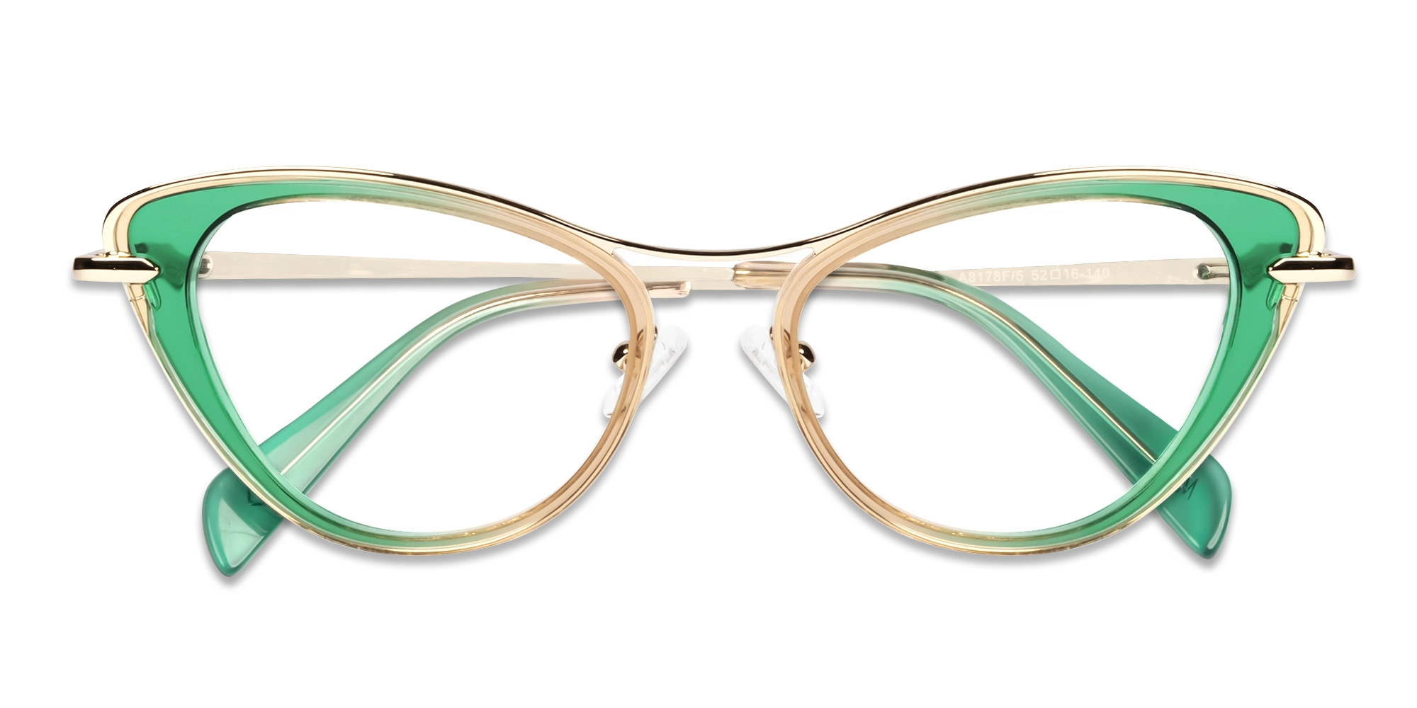 Crystal Green Ombre Fullrim Cateye Glasses-6