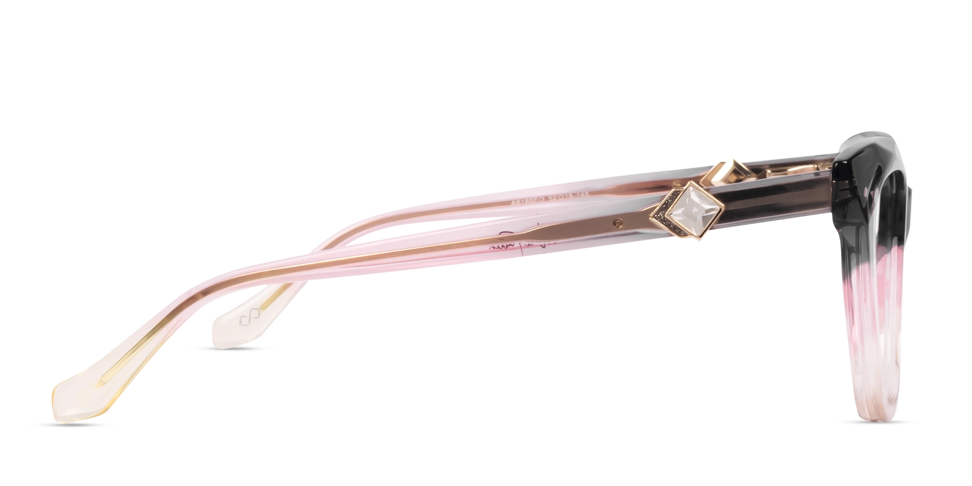 Crystal Grey & Pink Ombre Cat-eye Glasses-4