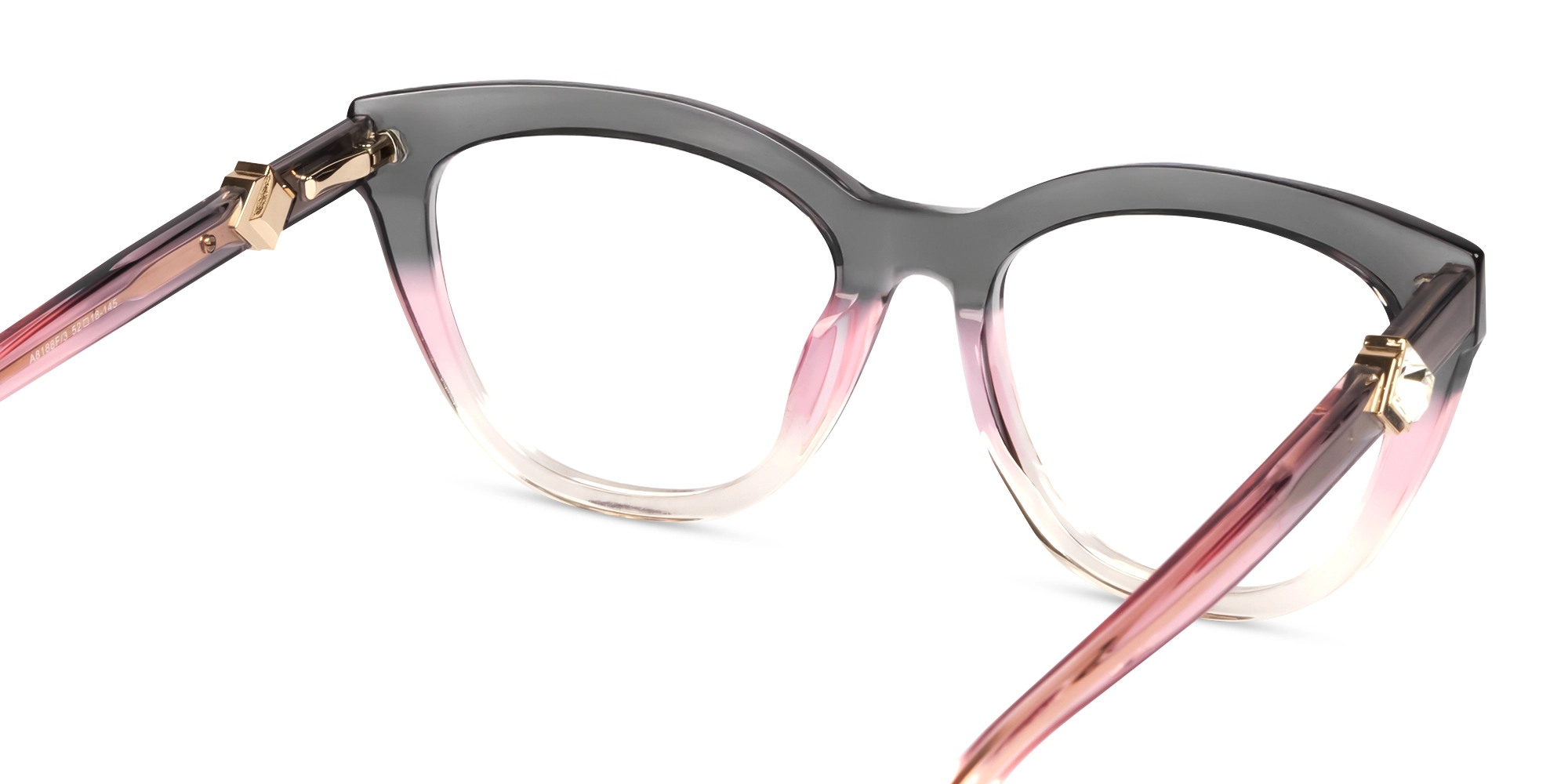 Crystal Grey & Pink Ombre Cat-eye Glasses-5