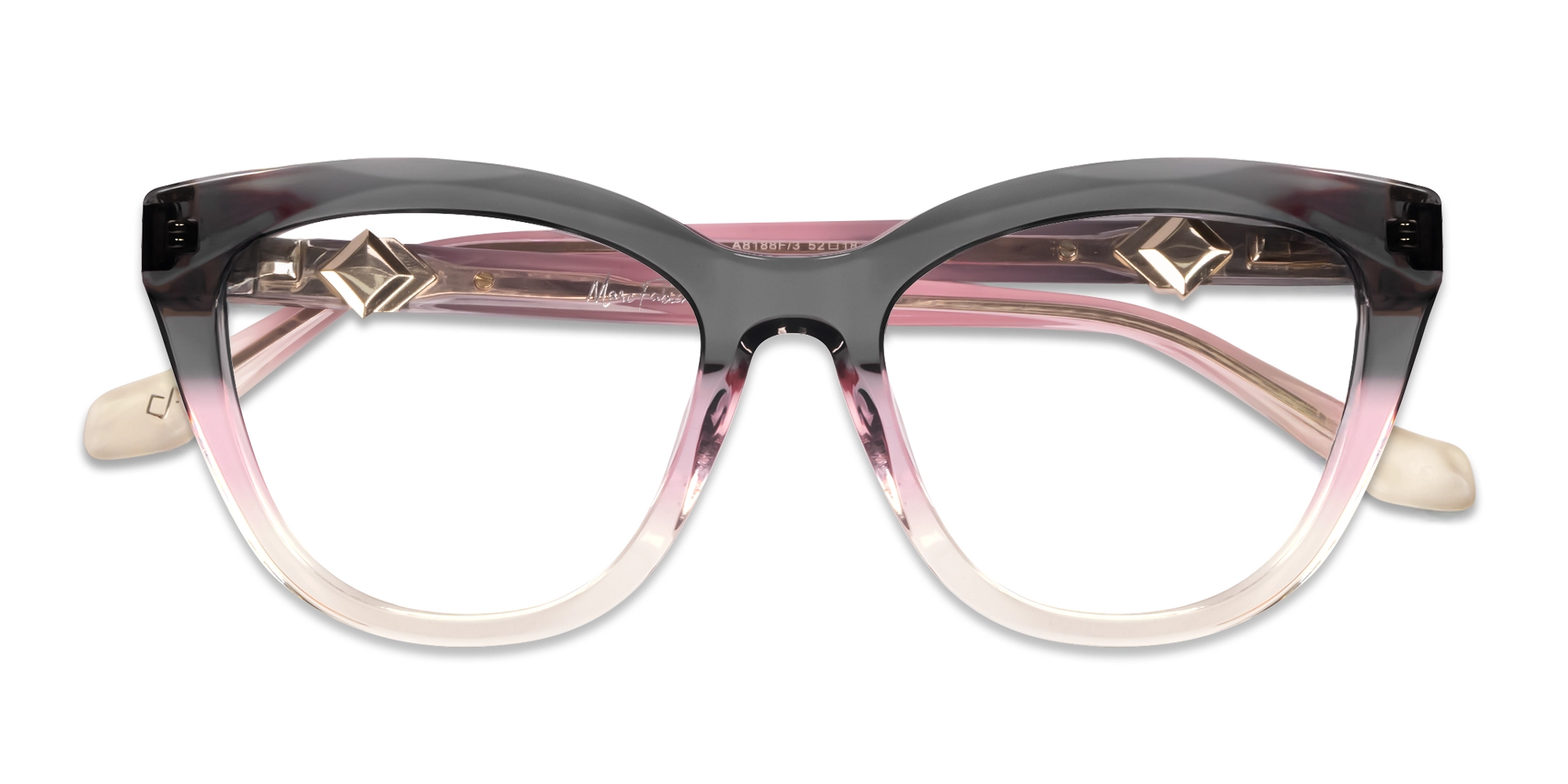 Crystal Grey & Pink Ombre Cat-eye Glasses-6