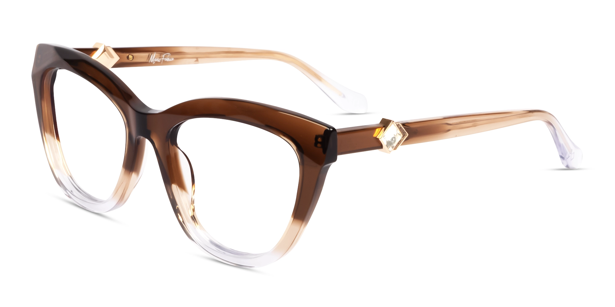 Crystal Dark Brown Ombre Cat-eye Glasses-3