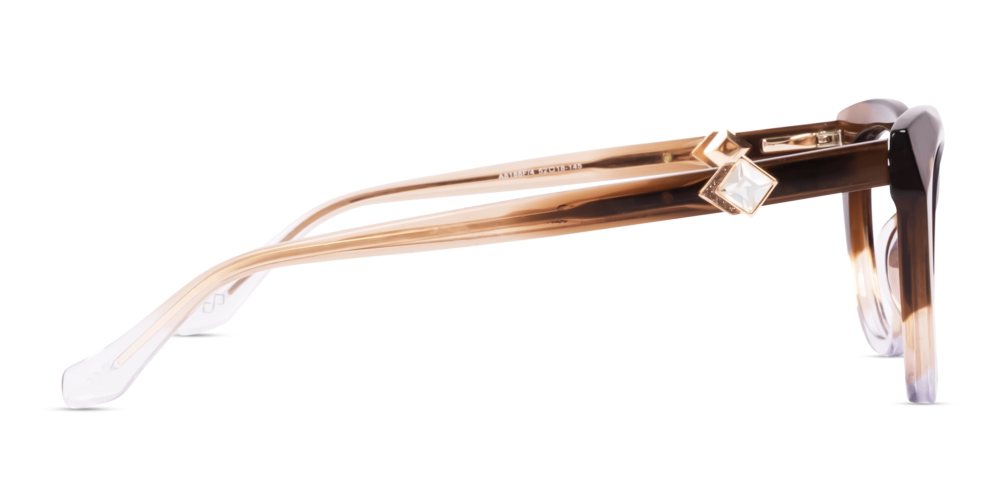 Crystal Dark Brown Ombre Cat-eye Glasses-4