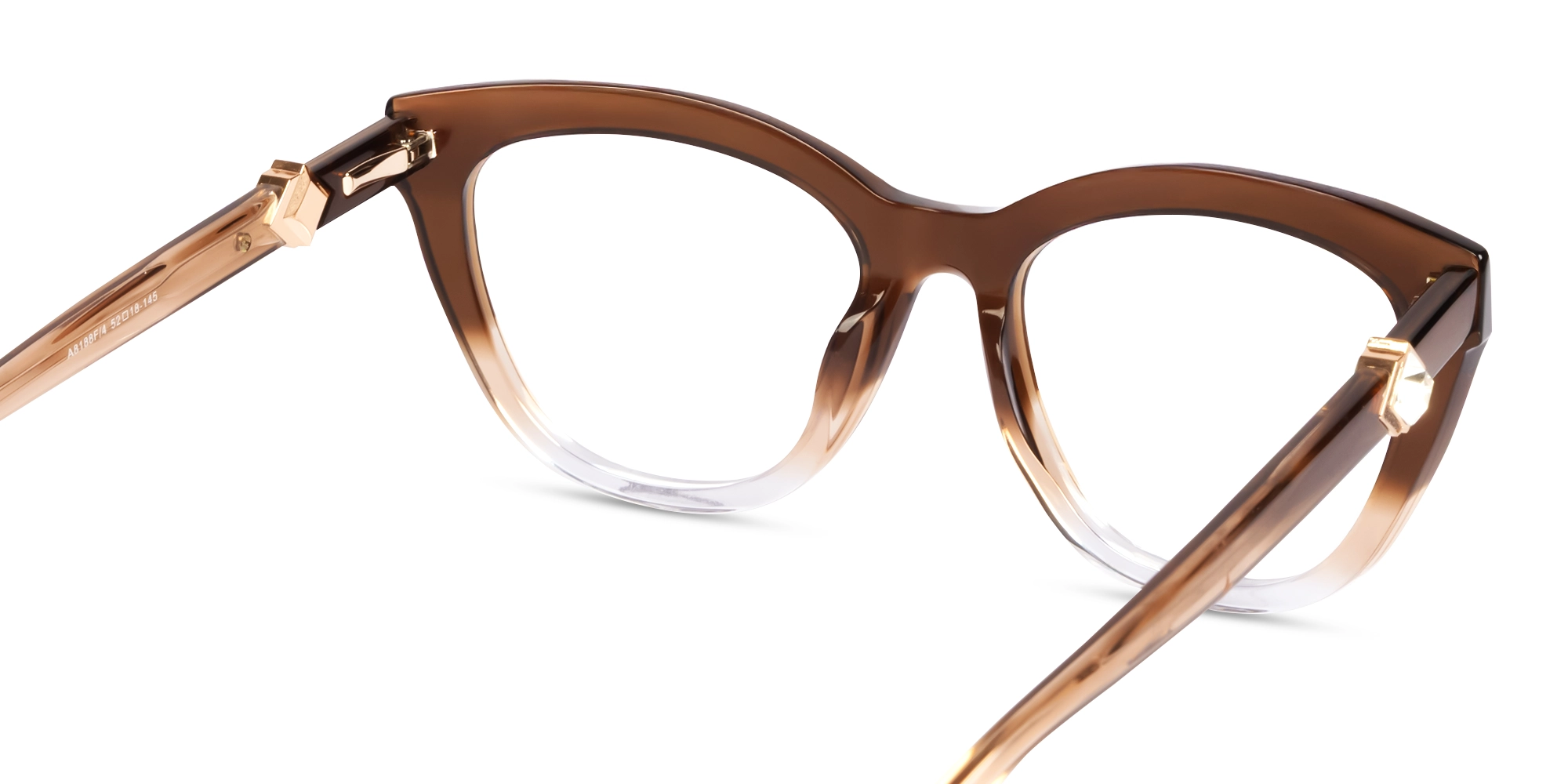 Crystal Dark Brown Ombre Cat-eye Glasses-5