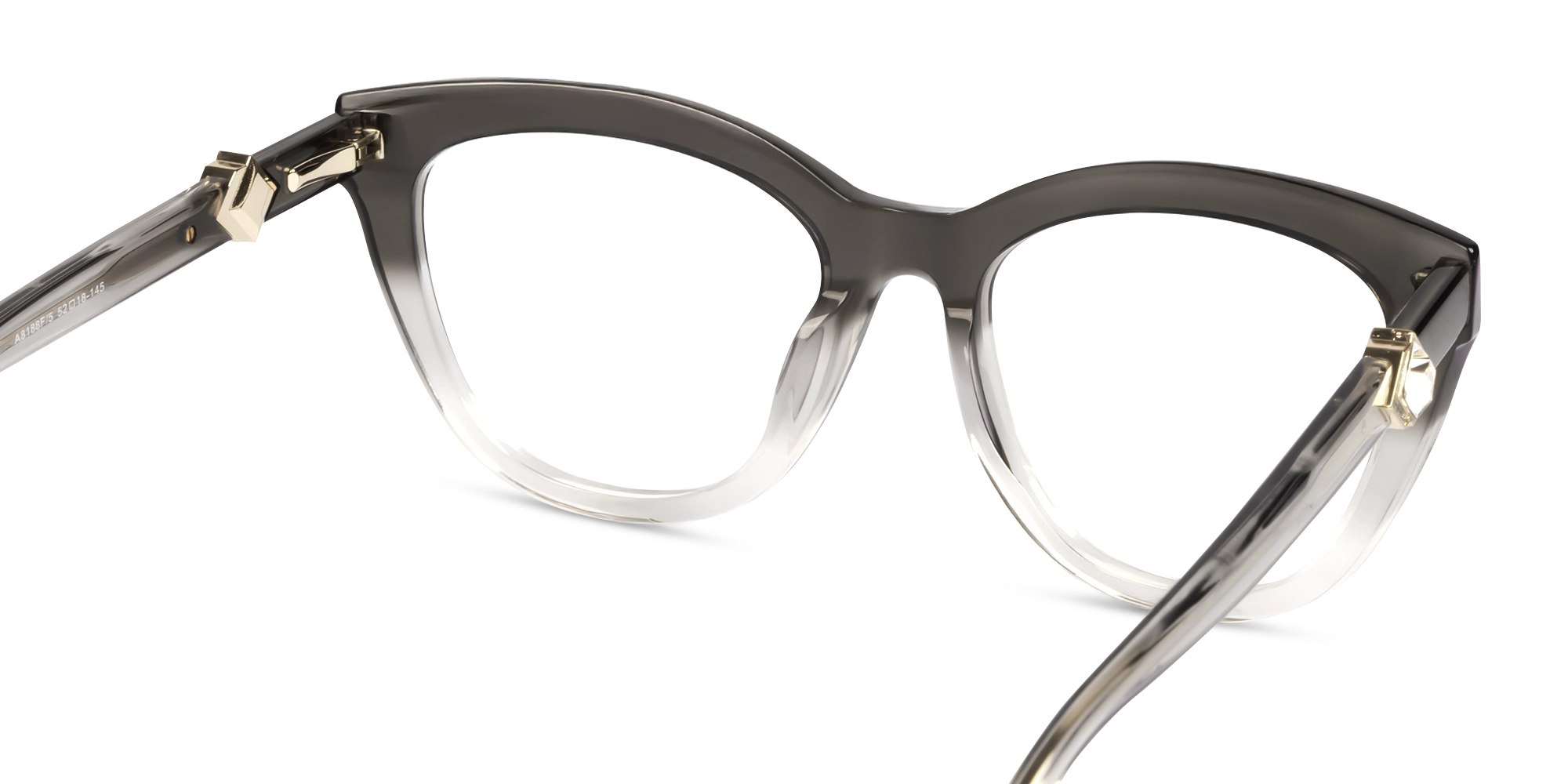 Crystal Charcoal Grey Ombre Cat-eye Glasses-5