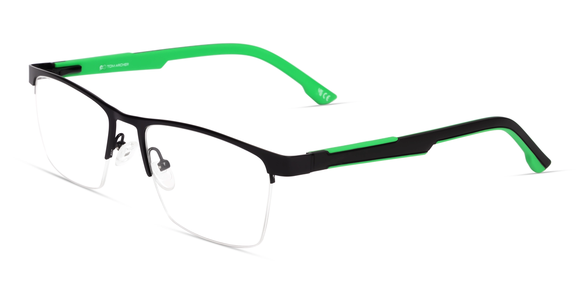 Square Black Halfrim Metal Glasses-3