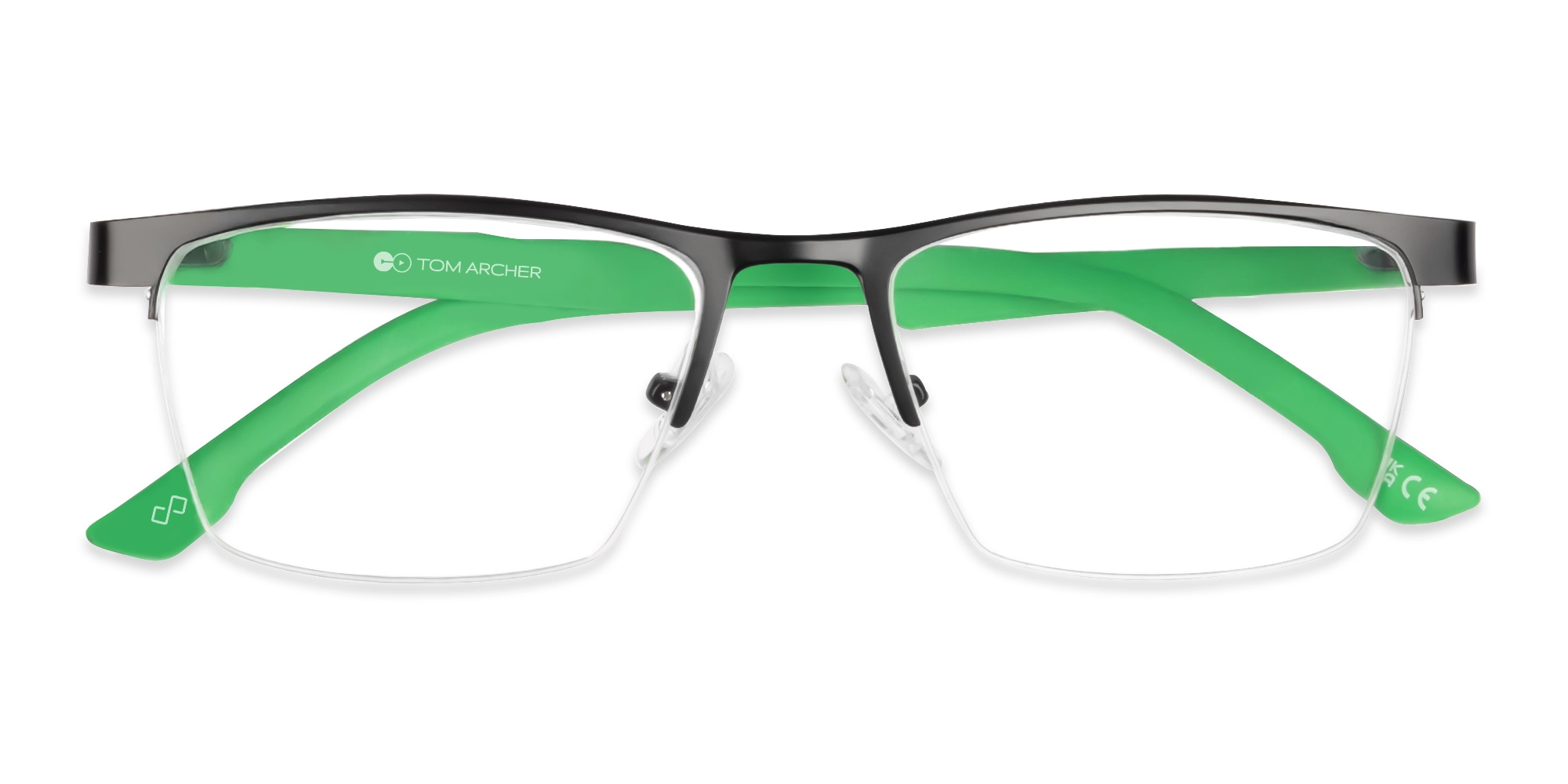 Square Black Halfrim Metal Glasses-6