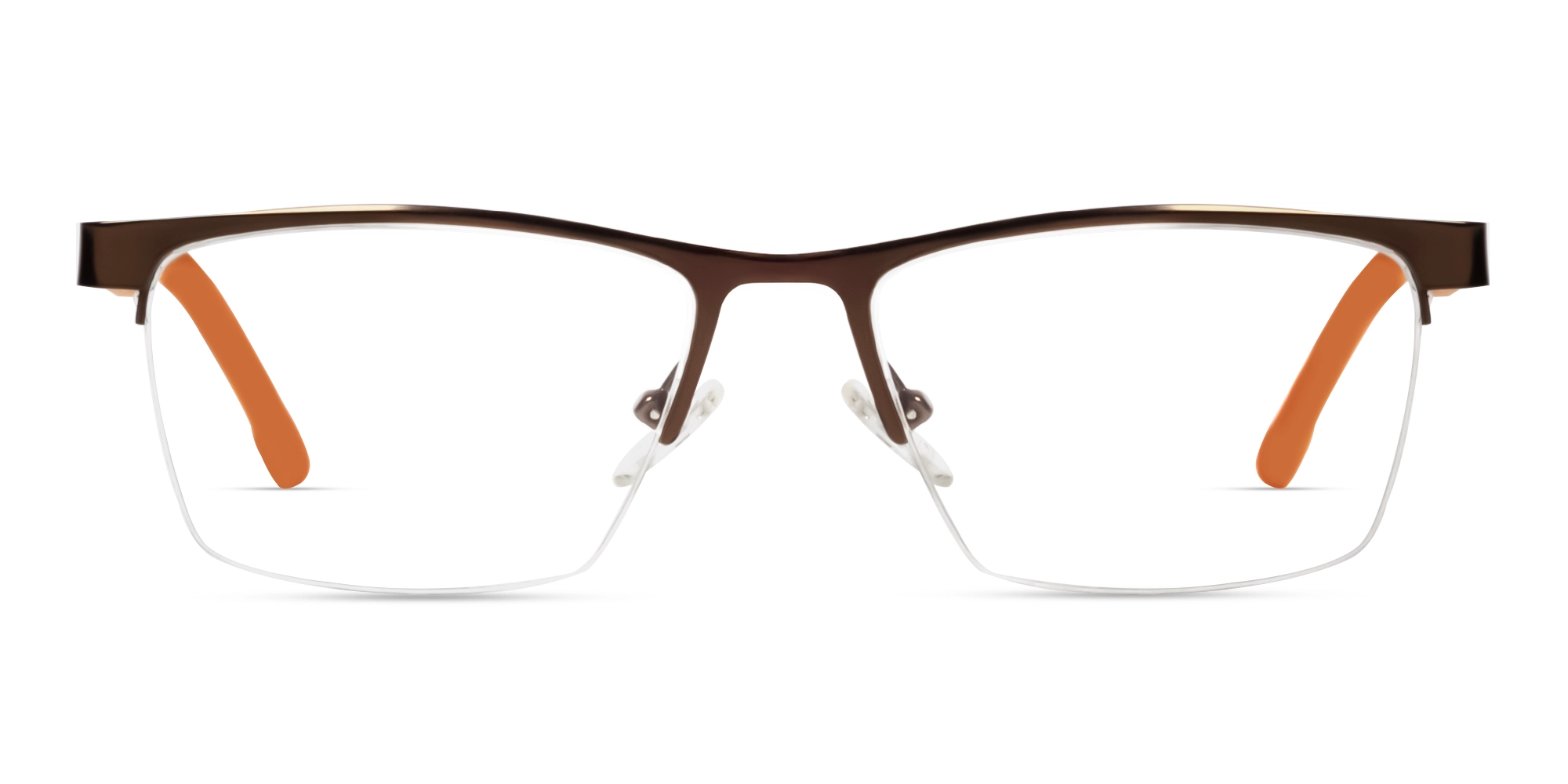 Square Bronze Brown Halfrim Metal Glasses-1