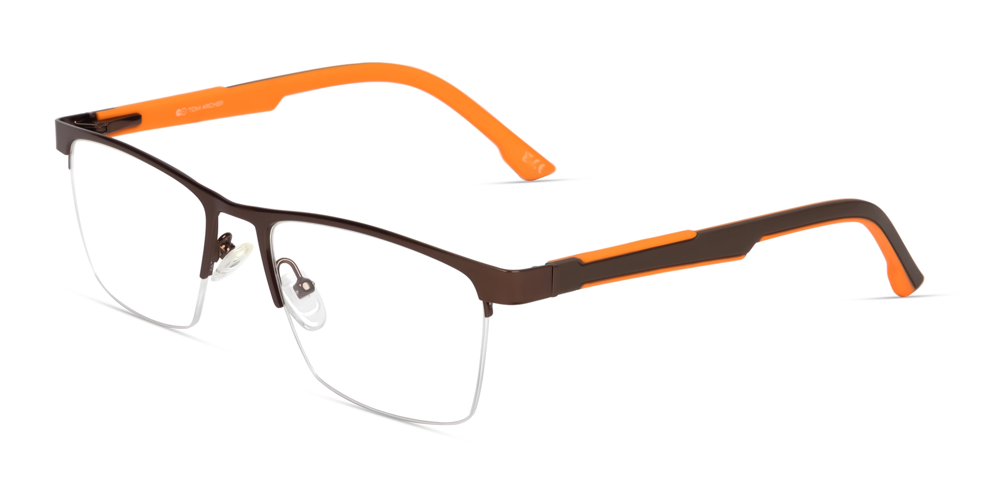 Square Bronze Brown Halfrim Metal Glasses-3