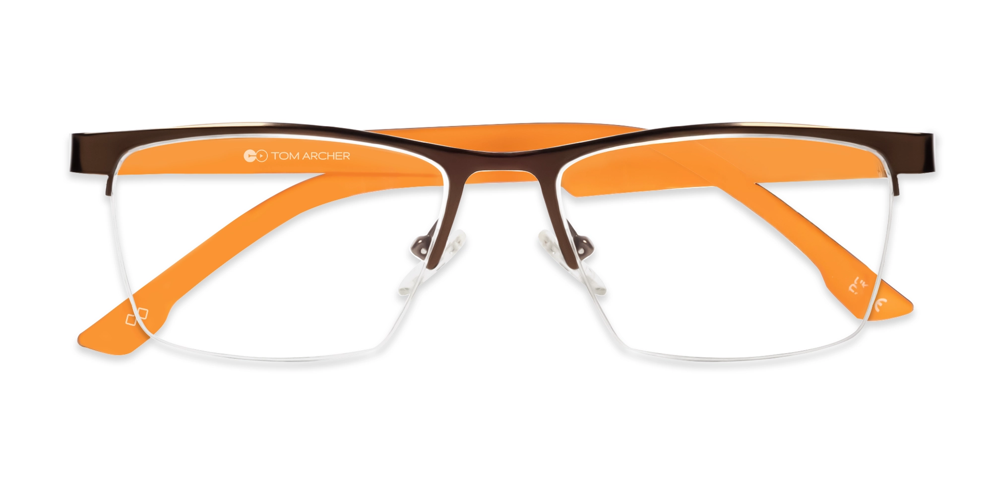 Square Bronze Brown Halfrim Metal Glasses-6