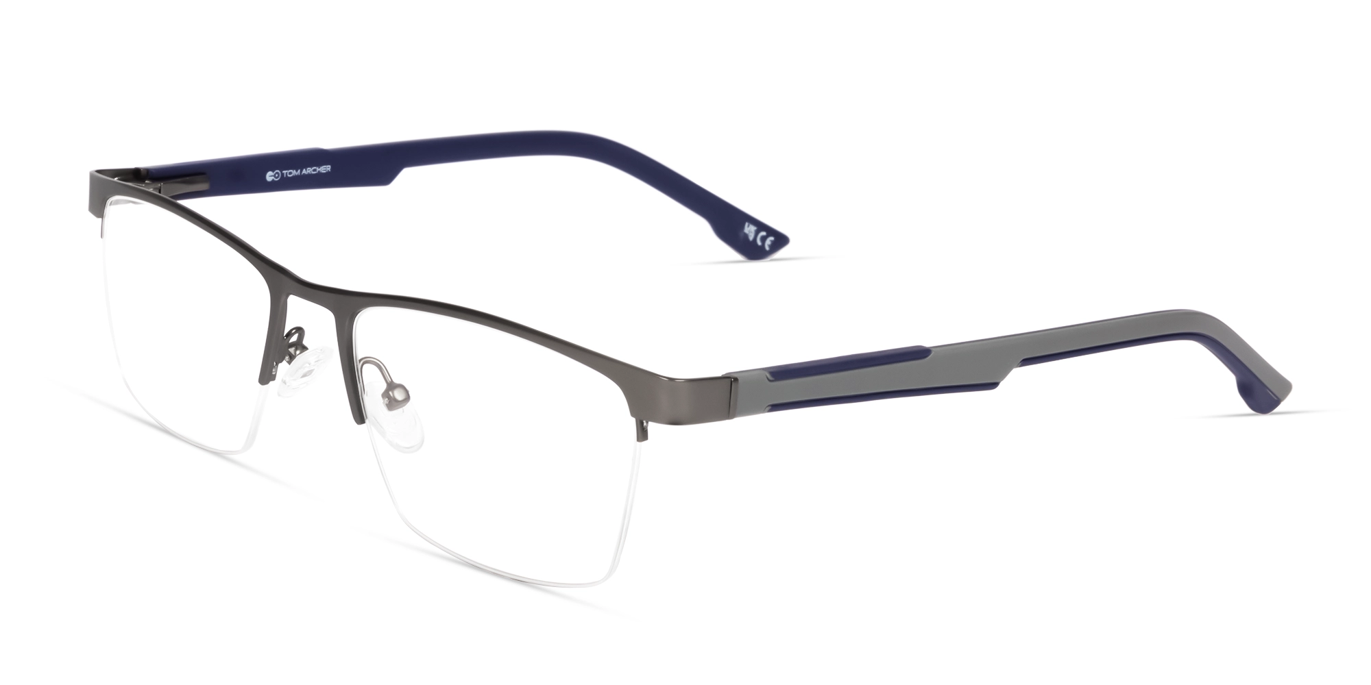 Square Gunmetal Halfrim Metal Glasses-3