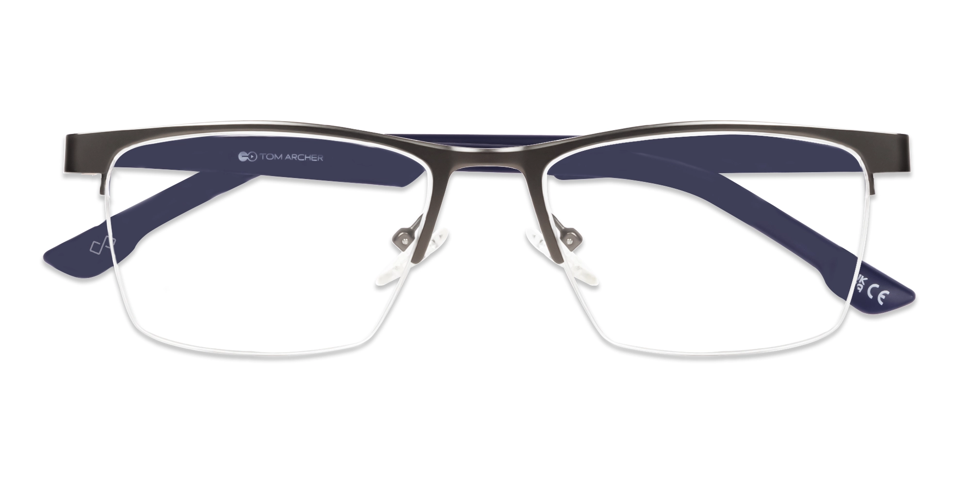 Square Gunmetal Halfrim Metal Glasses-6