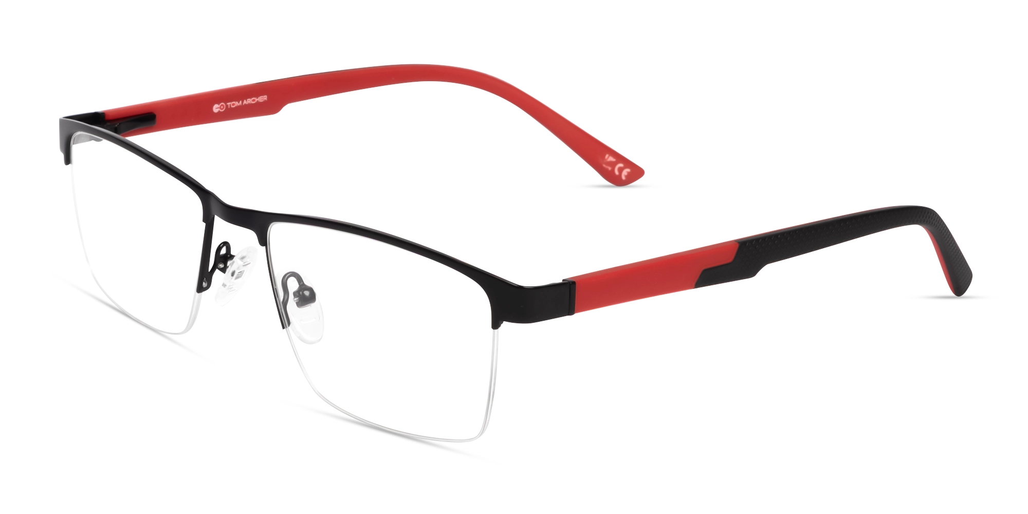 Black Metal Halfrim Rectangle Glasses-2