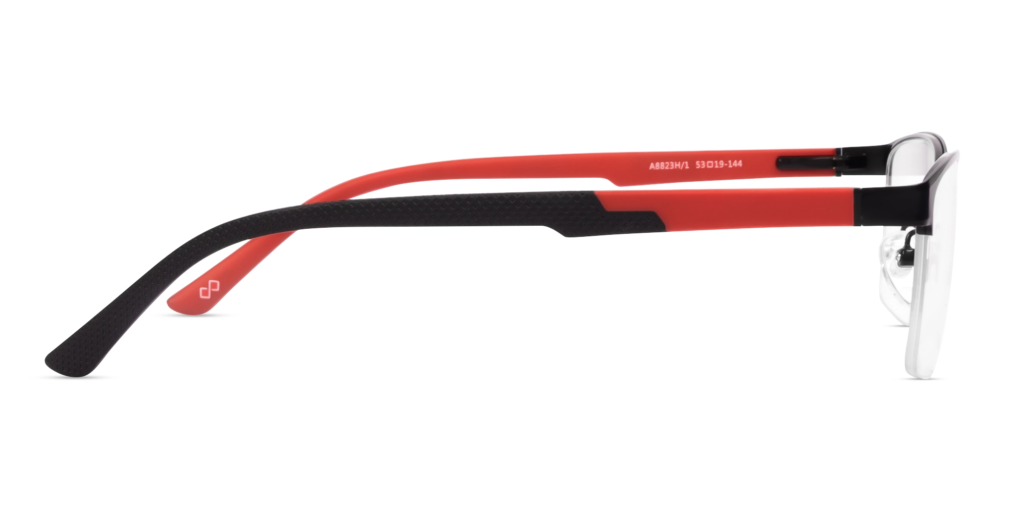 Black Metal Halfrim Rectangle Glasses-3