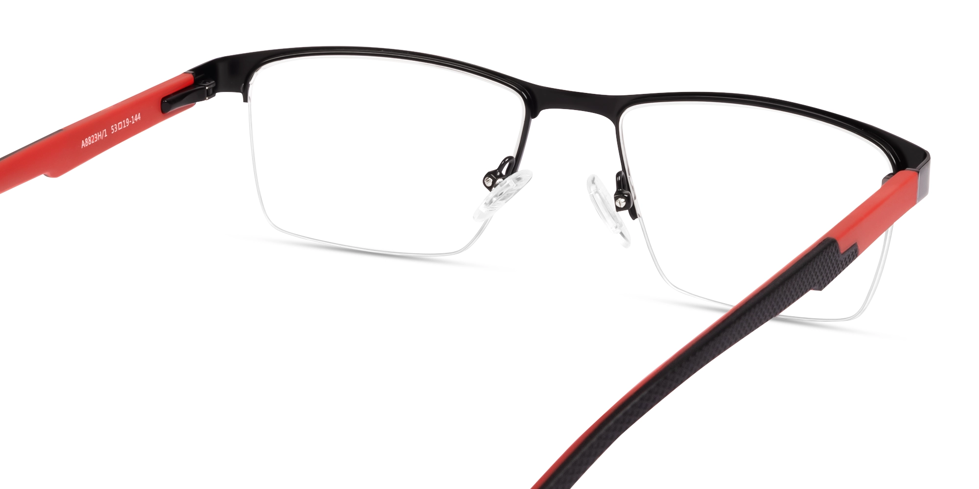 Black Metal Halfrim Rectangle Glasses-4