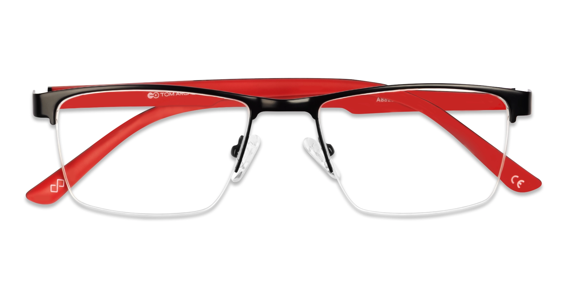 Black Metal Halfrim Rectangle Glasses-5