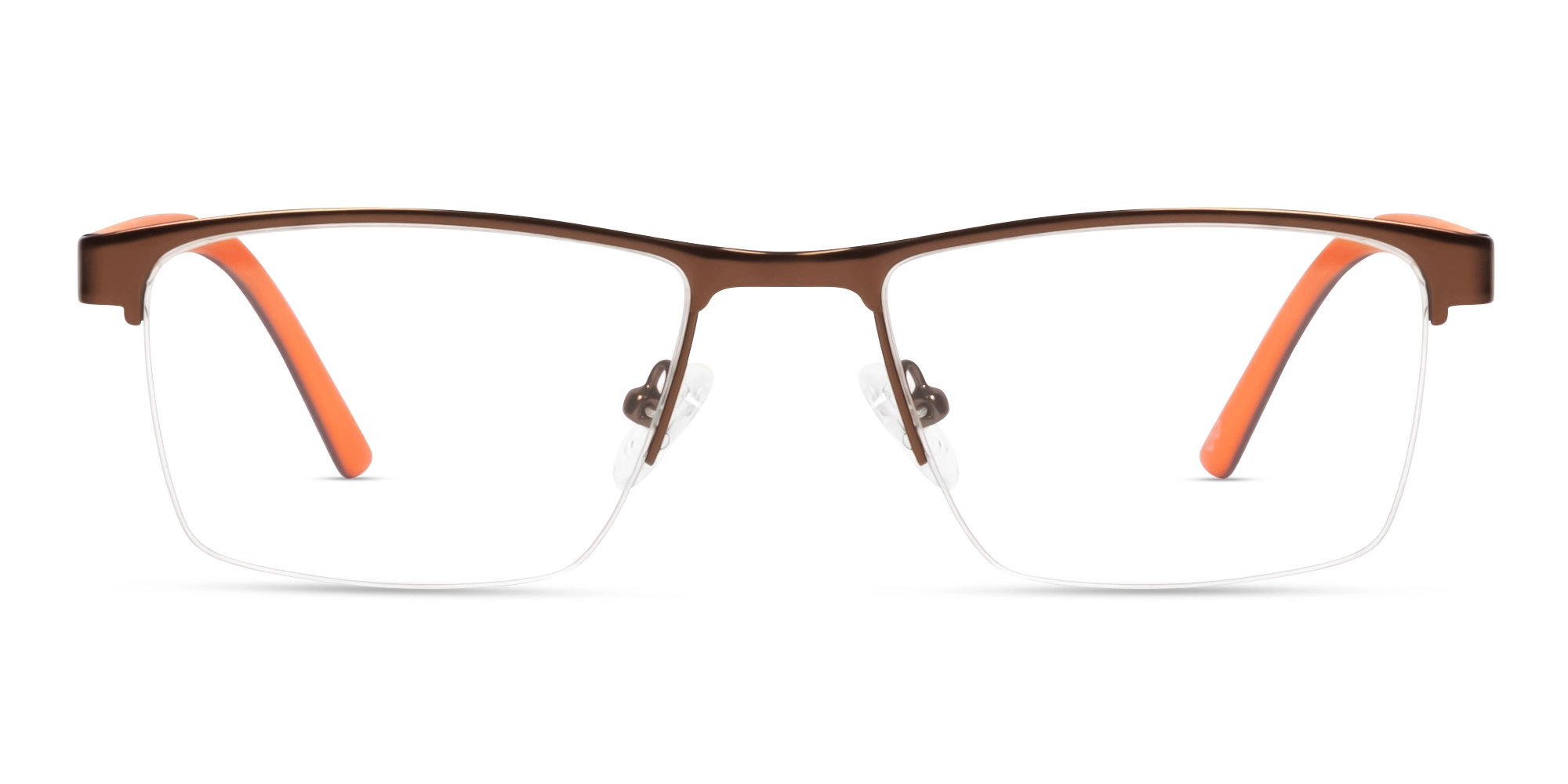 Bronze Metal Halfrim Rectangle Glasses-1