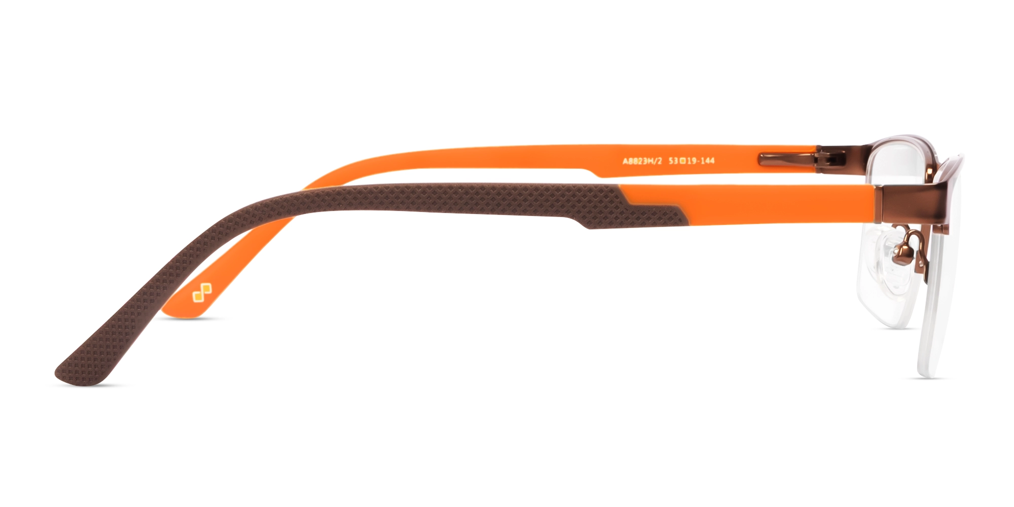 Bronze Metal Halfrim Rectangle Glasses-3