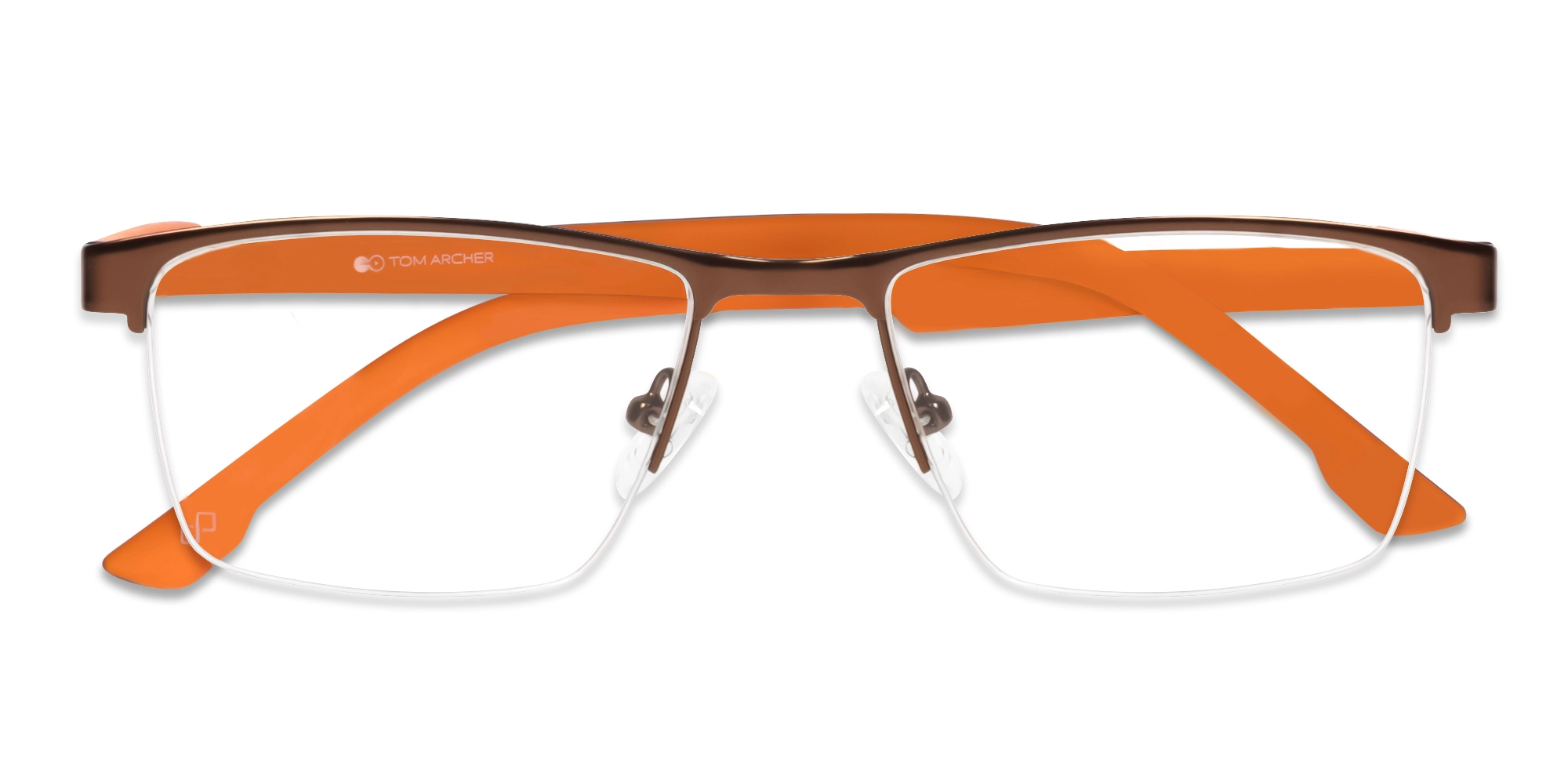 Bronze Metal Halfrim Rectangle Glasses-5